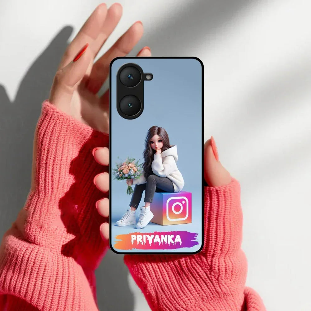 Girl With Flower Glossy Metal Case Cover For Vivo - ShopOnCliQ