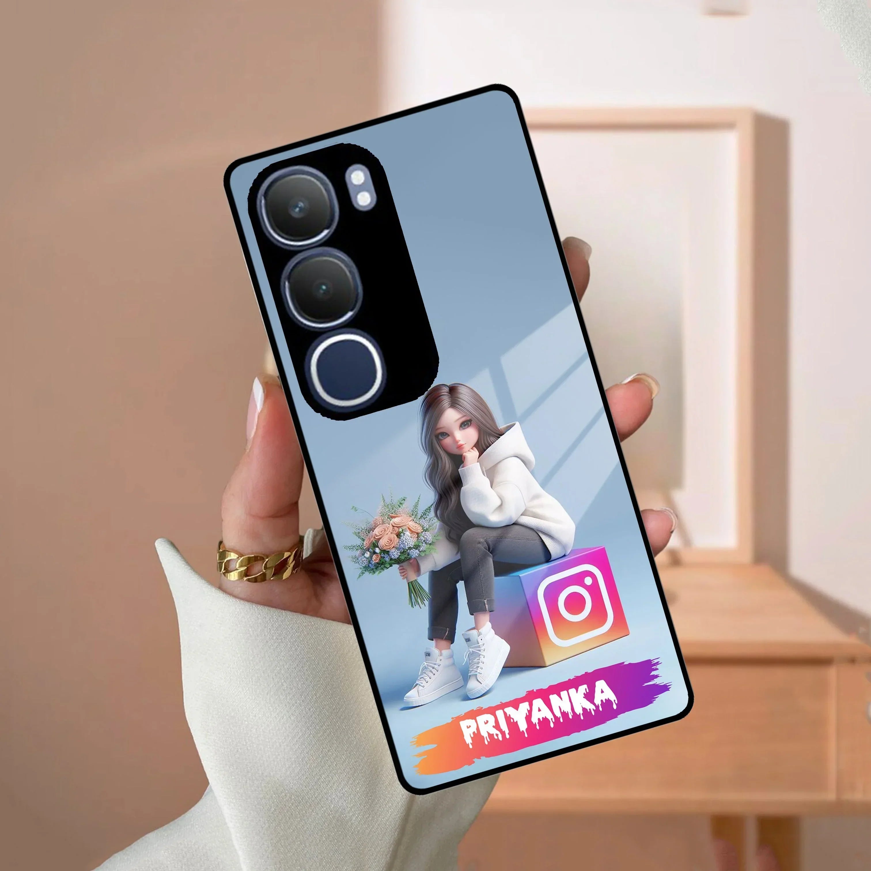 Girl With Flower Glossy Metal Case Cover For Vivo - ShopOnCliQ