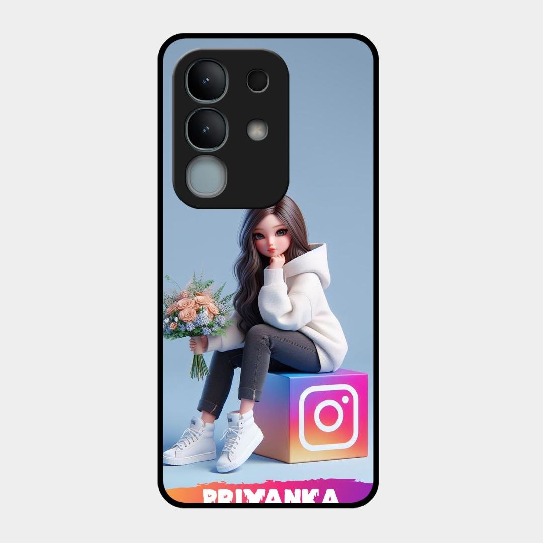 Girl With Flower Glossy Metal Case Cover For Vivo Y31 Pro 5G
