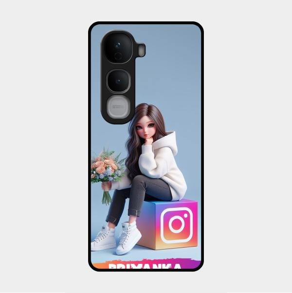 Girl With Flower Glossy Metal Case Cover For Vivo Y400 Pro 5G