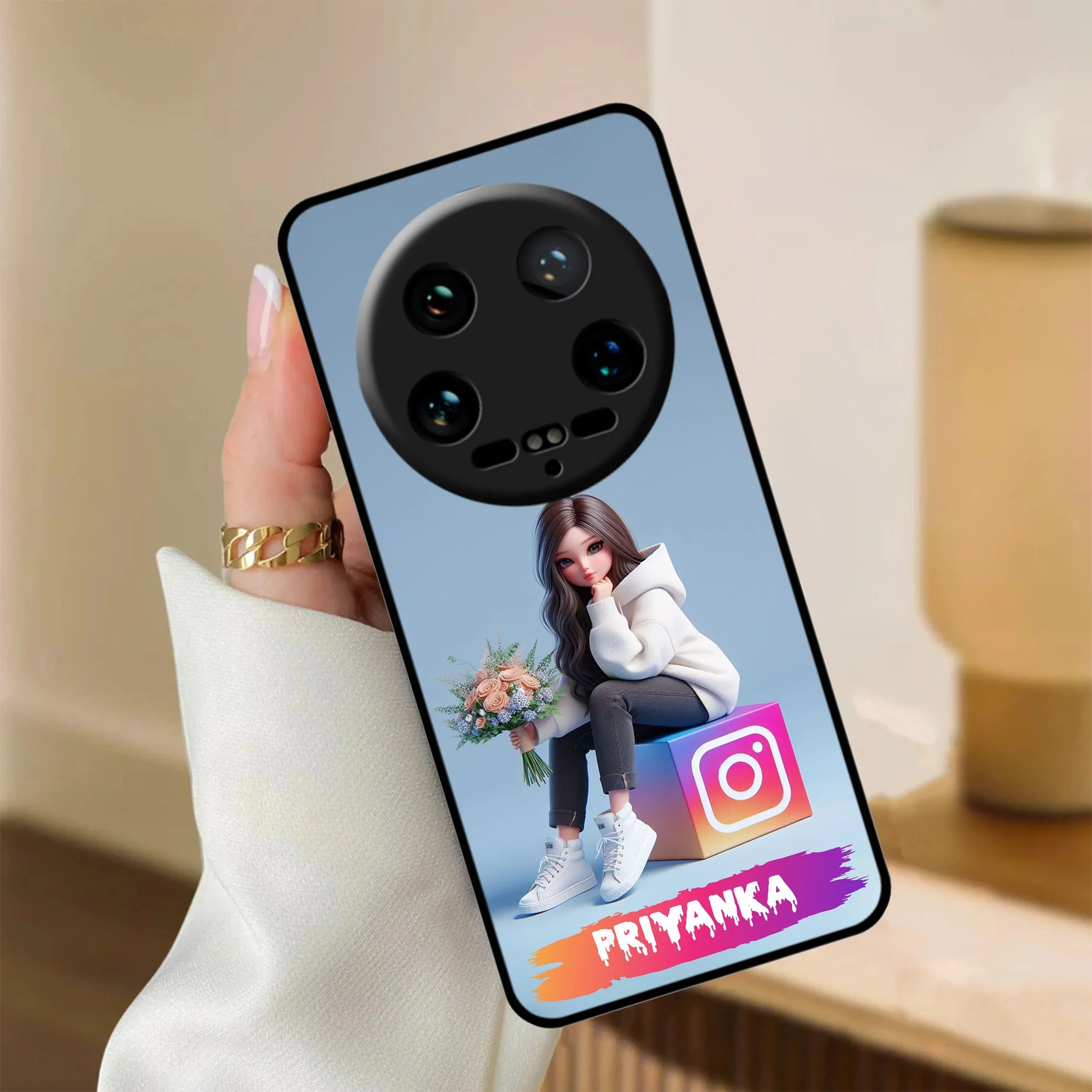 Girl With Flower Glossy Metal Case Cover For Redmi - ShopOnCliQ