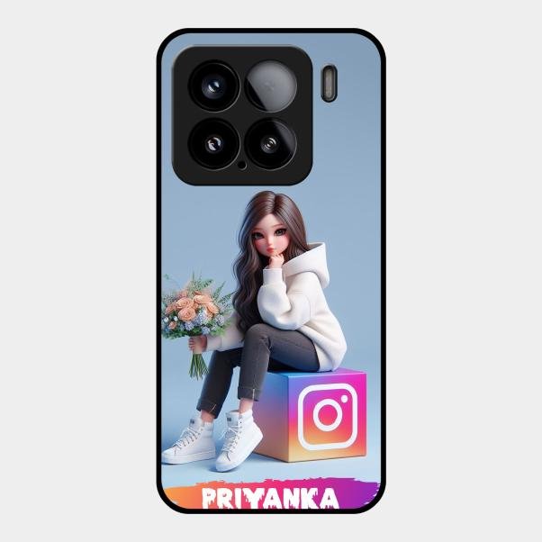 Girl With Flower Glossy Metal Case Cover For Xiaomi 15 5G