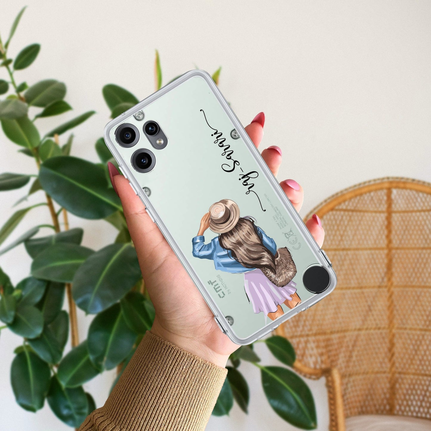 Girl With Hat Customize Transparent Silicon Case For Nothing