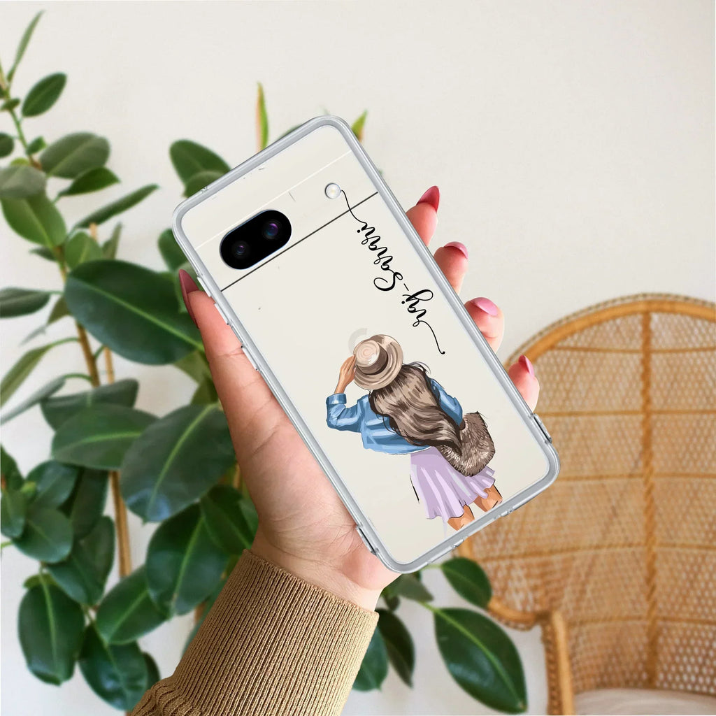 Girl With Hat Customize Transparent Silicon Case For Google Pixel 8a 5G