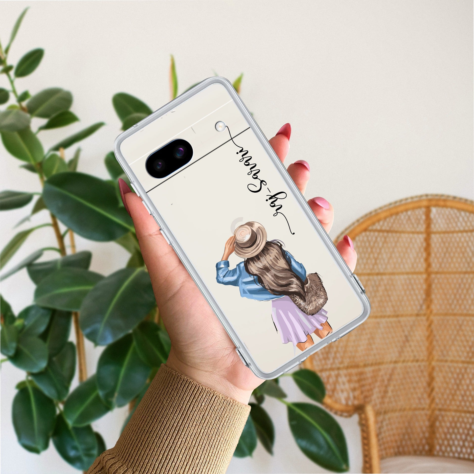 Girl With Hat Customize Anti Yellow Case For Google Pixel 8a 5G