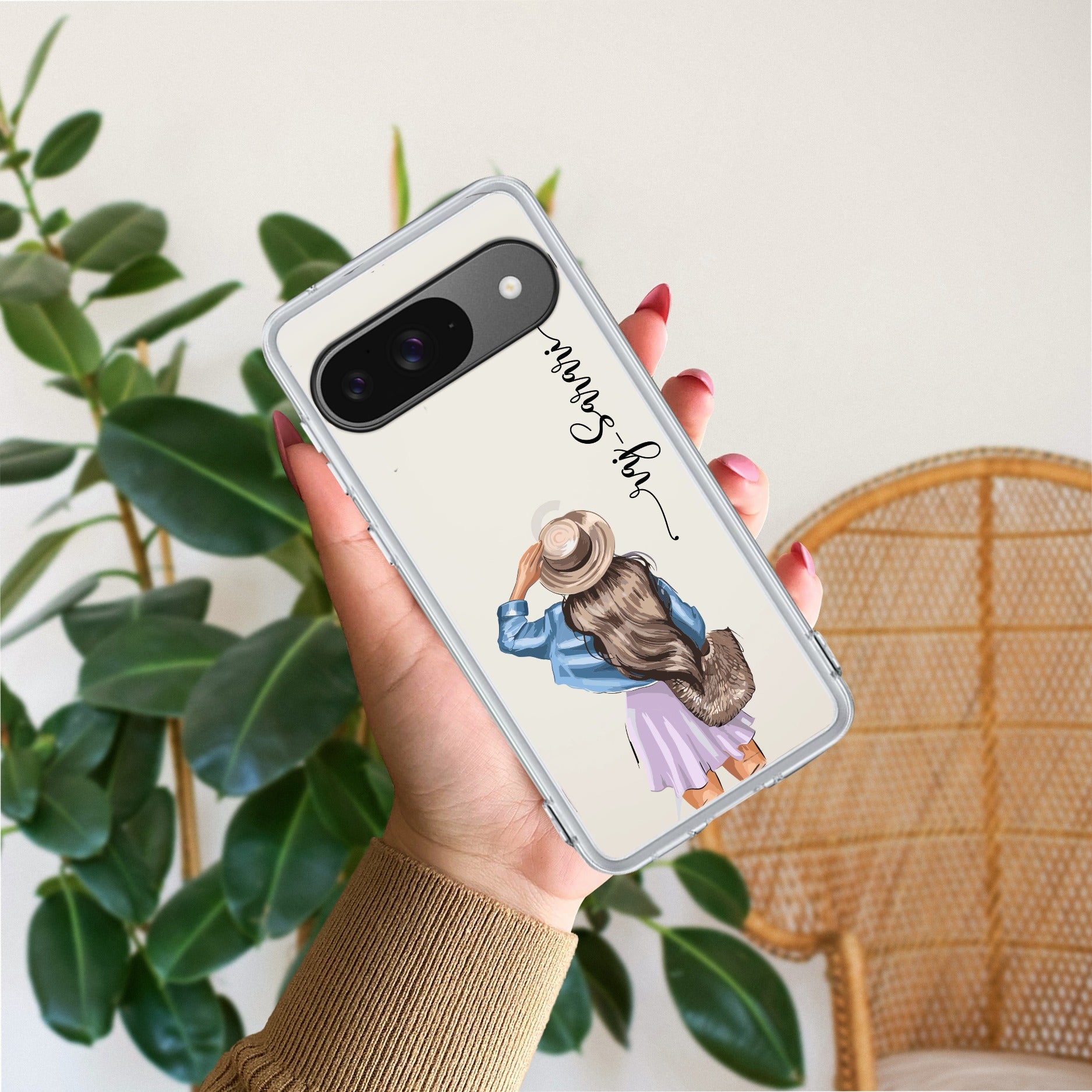 Girl With Hat Customize Anti Yellow Case For Google Pixel 9