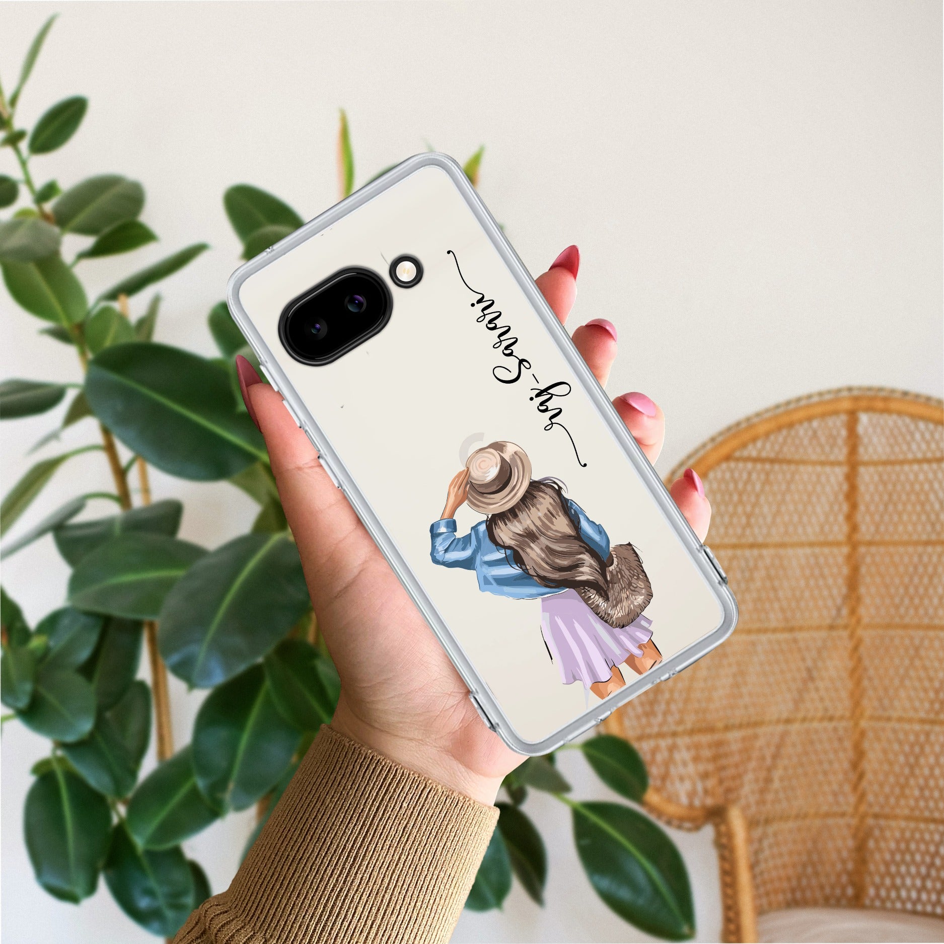 Girl With Hat Customize Anti Yellow Case For Google Pixel 9a 5G