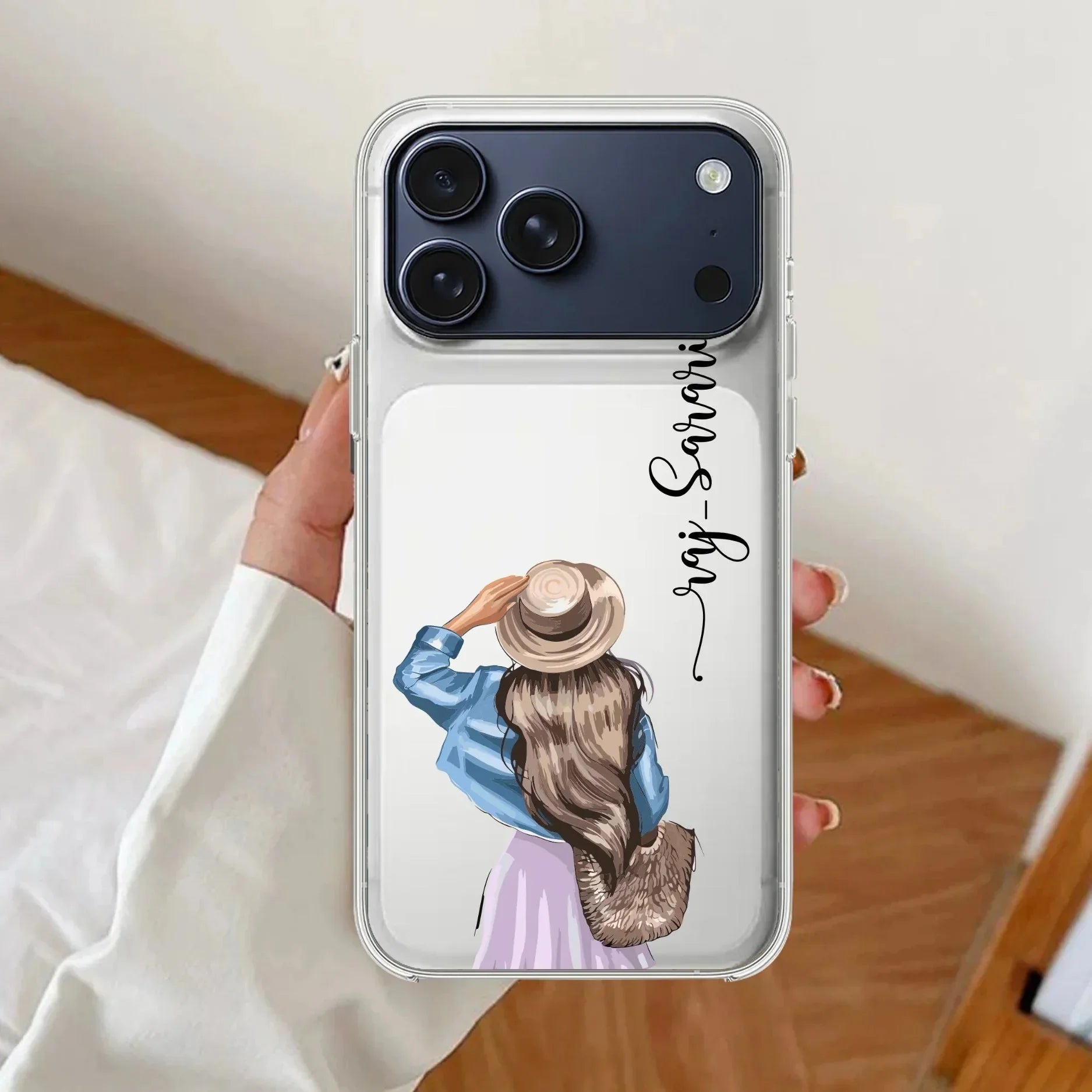 Girl With Hat Customize Anti Yellow Clear Phone Case For iPhone 17 Pro