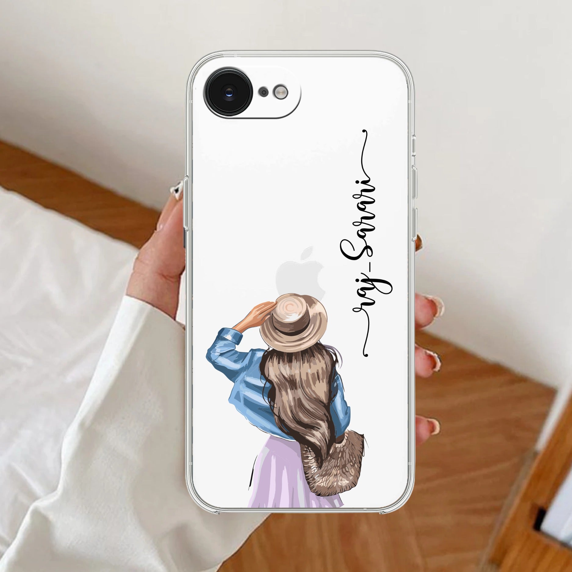 Girl With Hat Customize Anti Yellow Clear Case For iPhone 17e