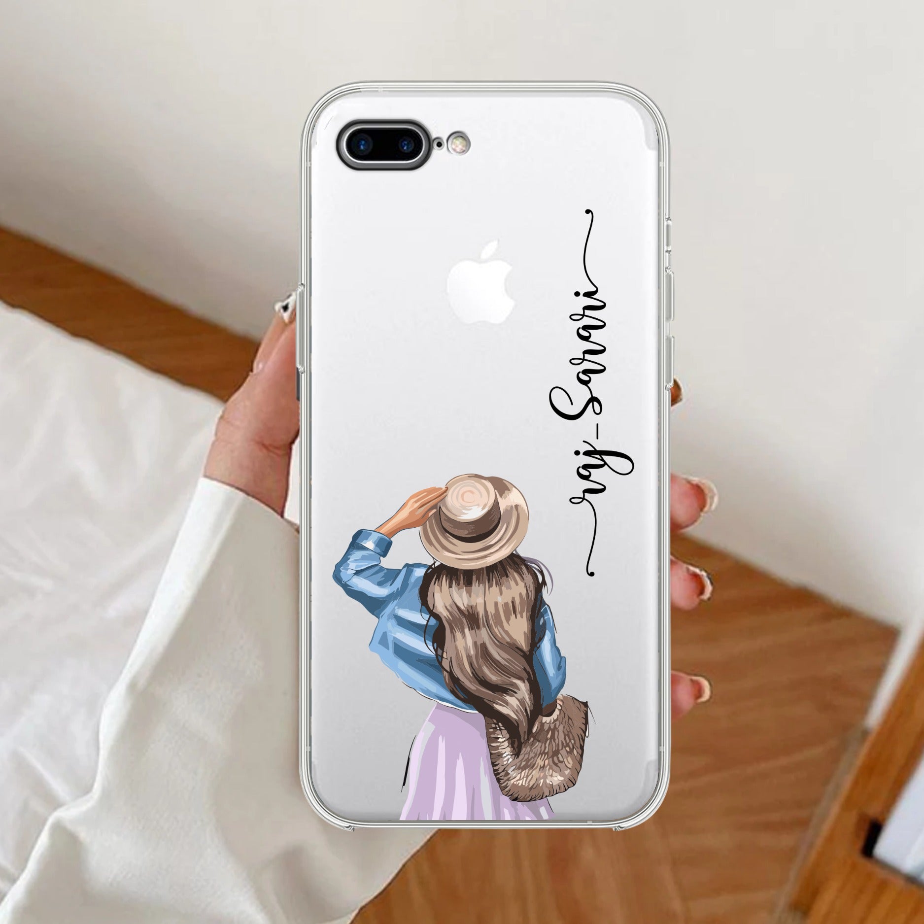 Girl With Hat Customize Transparent Silicon Case For IPhone