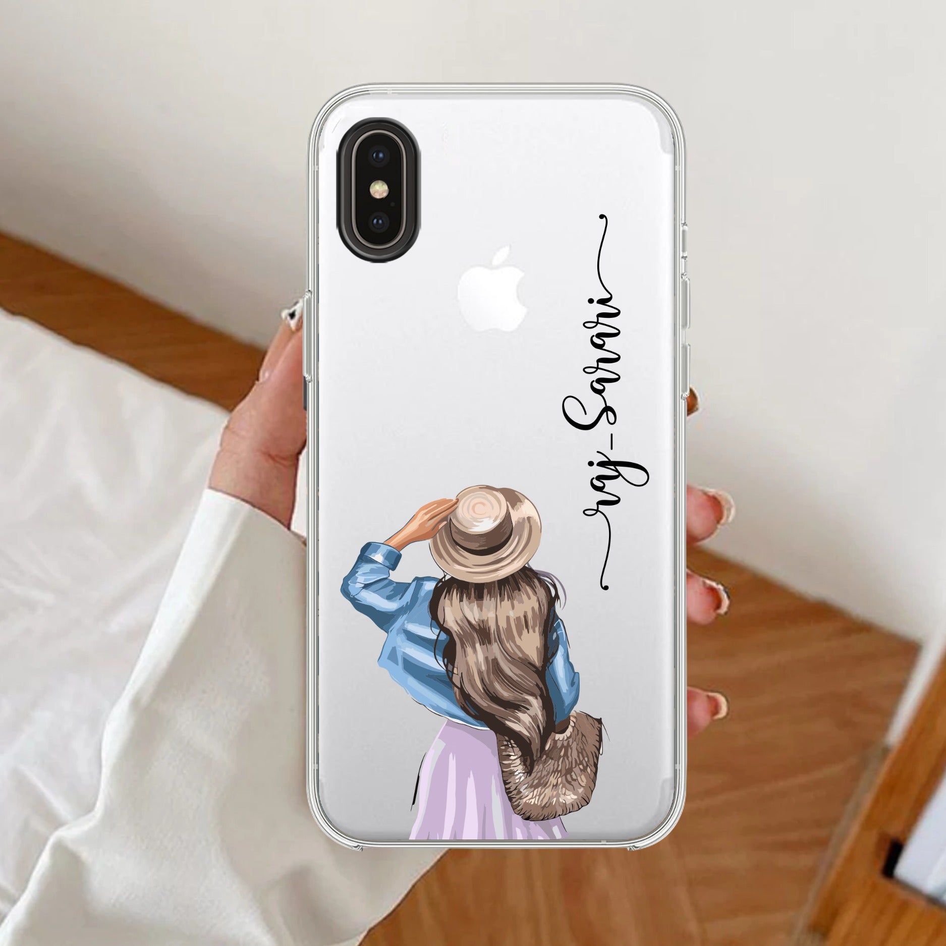 Girl With Hat Customize Transparent Silicon Case For IPhone