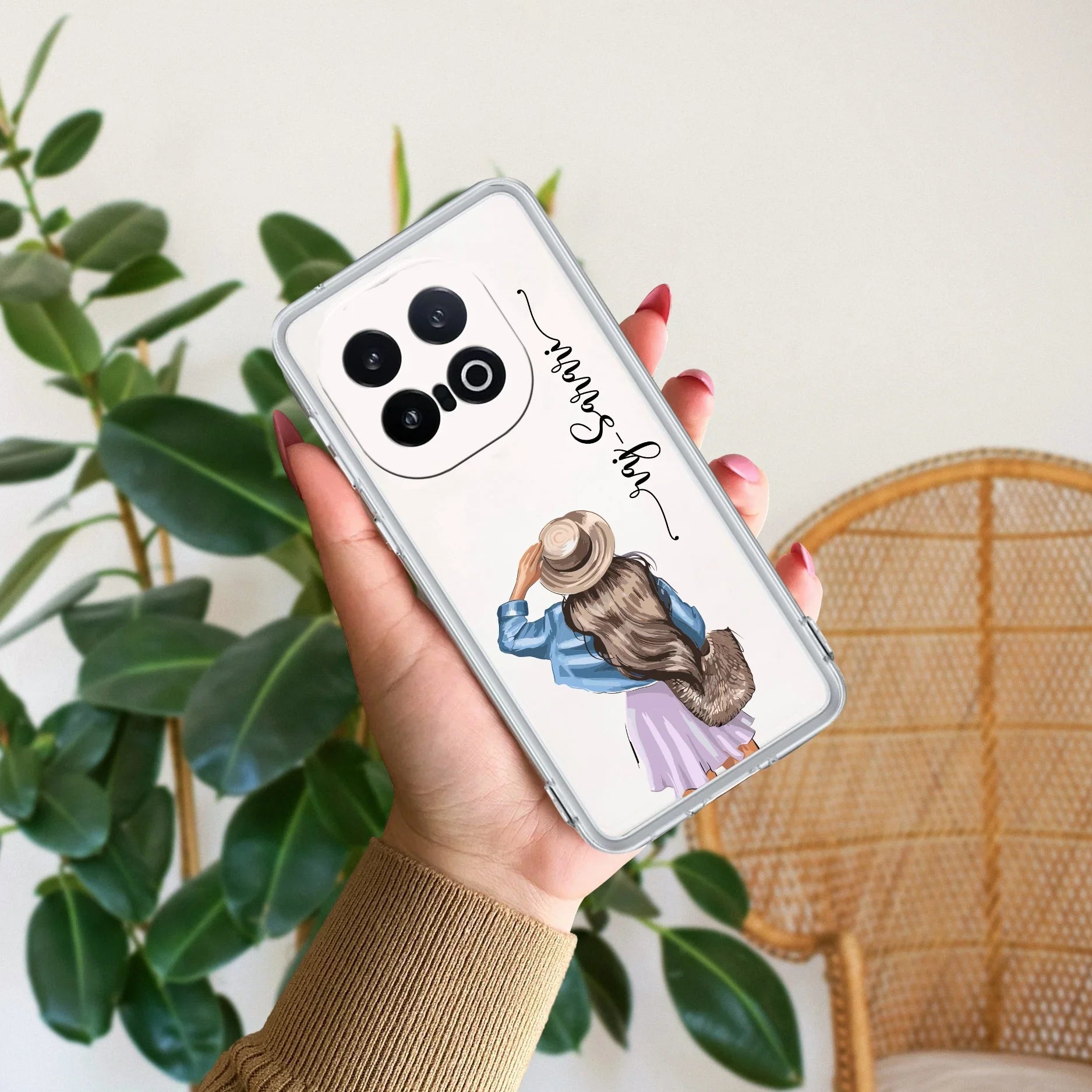 Girl With Hat Customize Transparent Silicon Case For iQOO Z6 Pro 5G