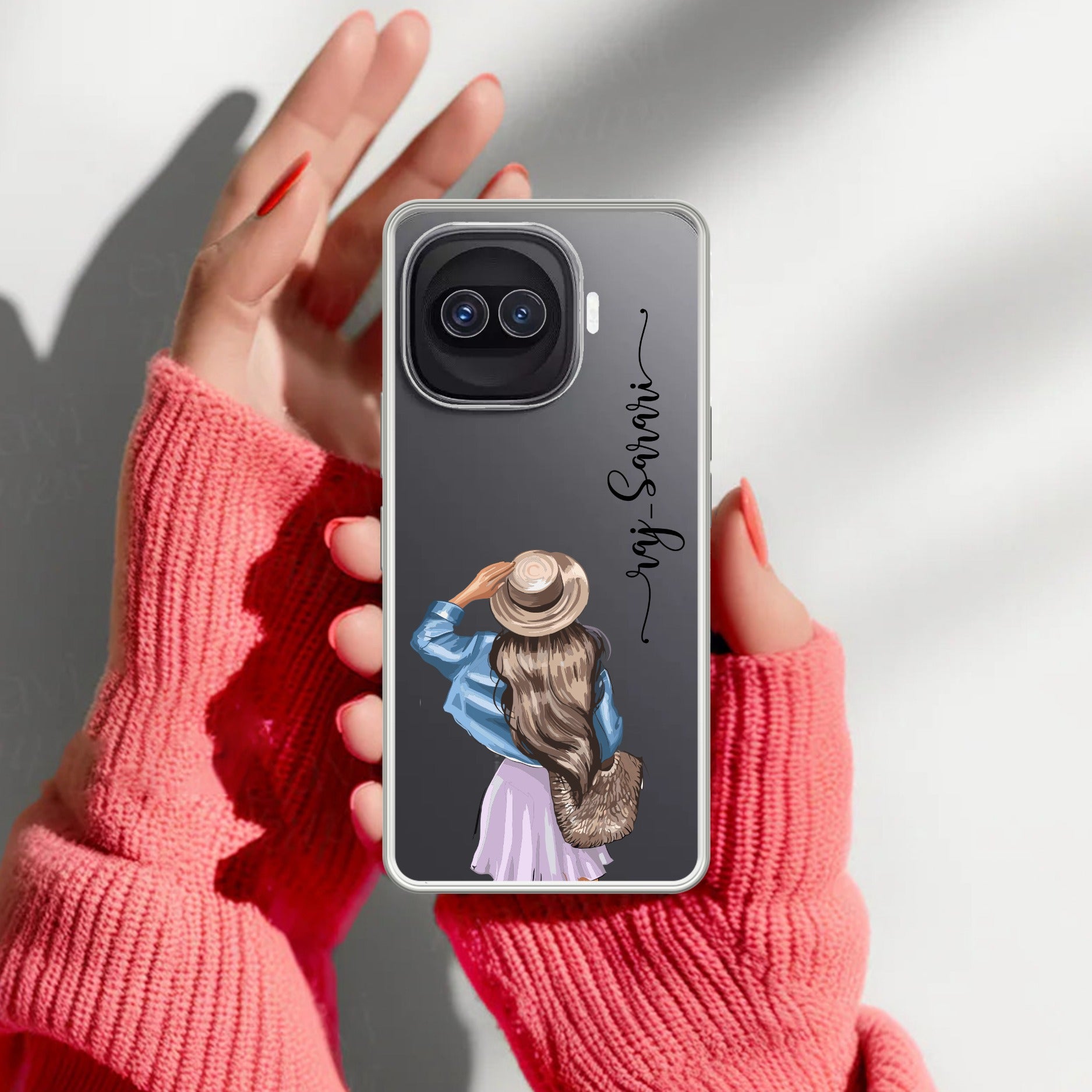 Girl With Hat Customize Transparent Silicon Case For iQOO