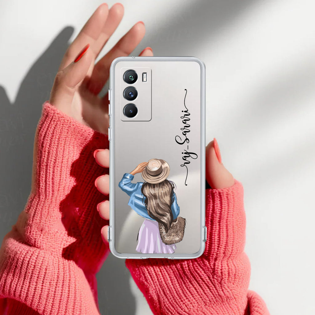 Girl With Hat Customize Transparent Silicon Case For iQOO 9 SE 5G