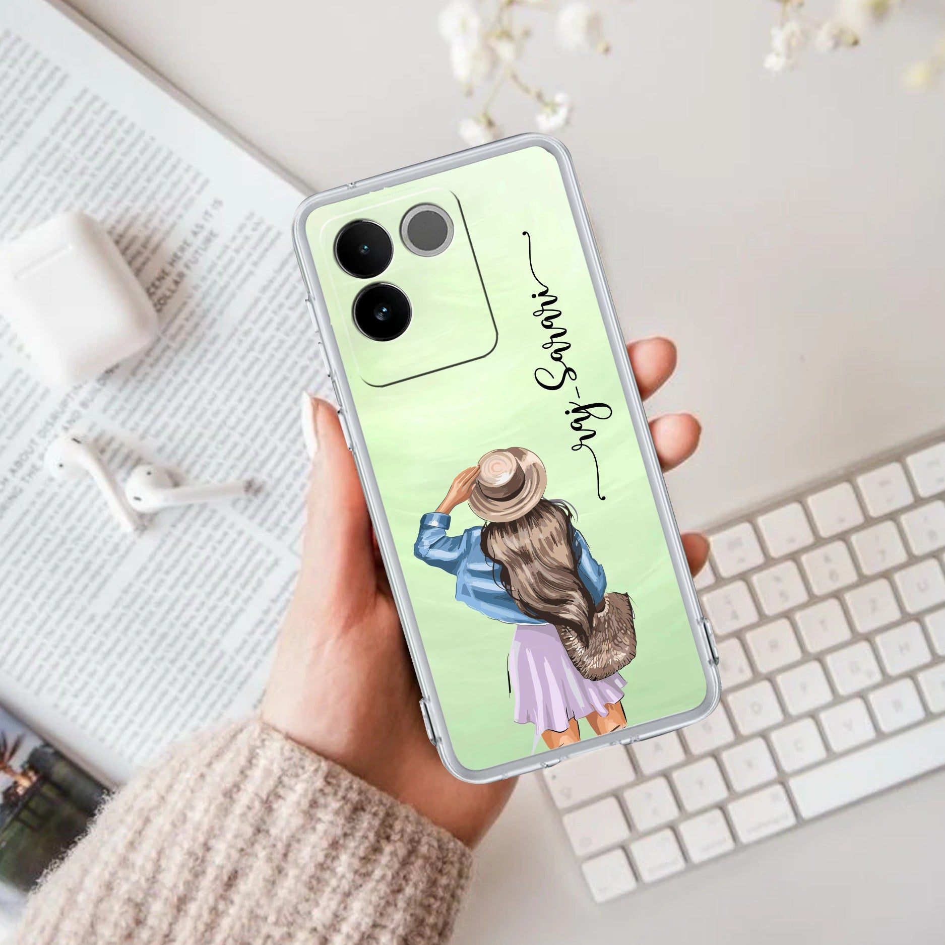 Girl With Hat Customize Transparent Silicon Case For Vivo
