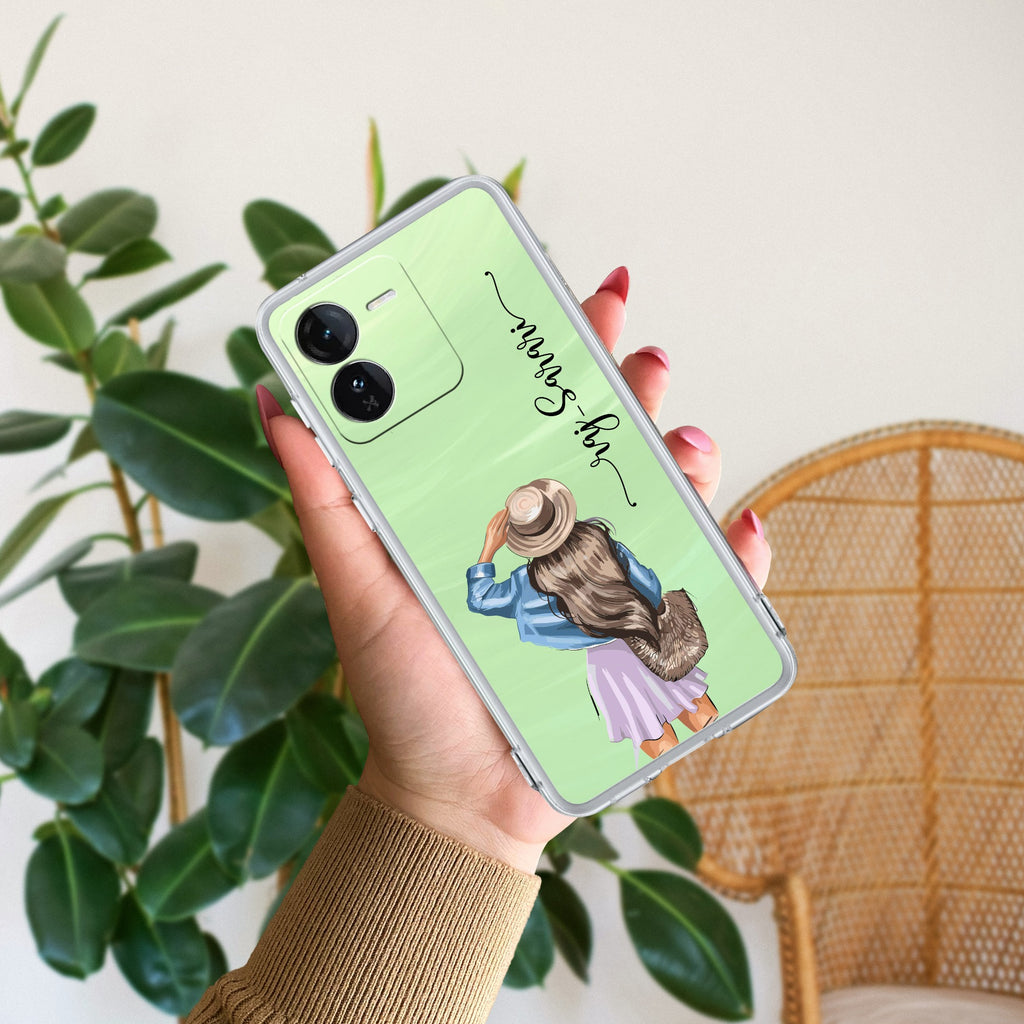 Girl With Hat Customize Transparent Silicon Case For iQOO 9 SE 5G
