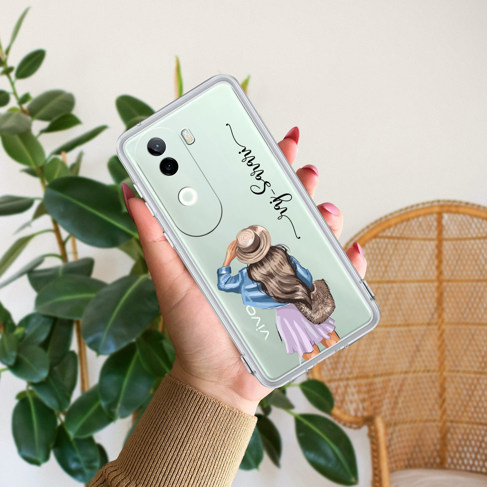 Girl With Hat Customize Anti Yellow Case For iQOO Z9s 5G