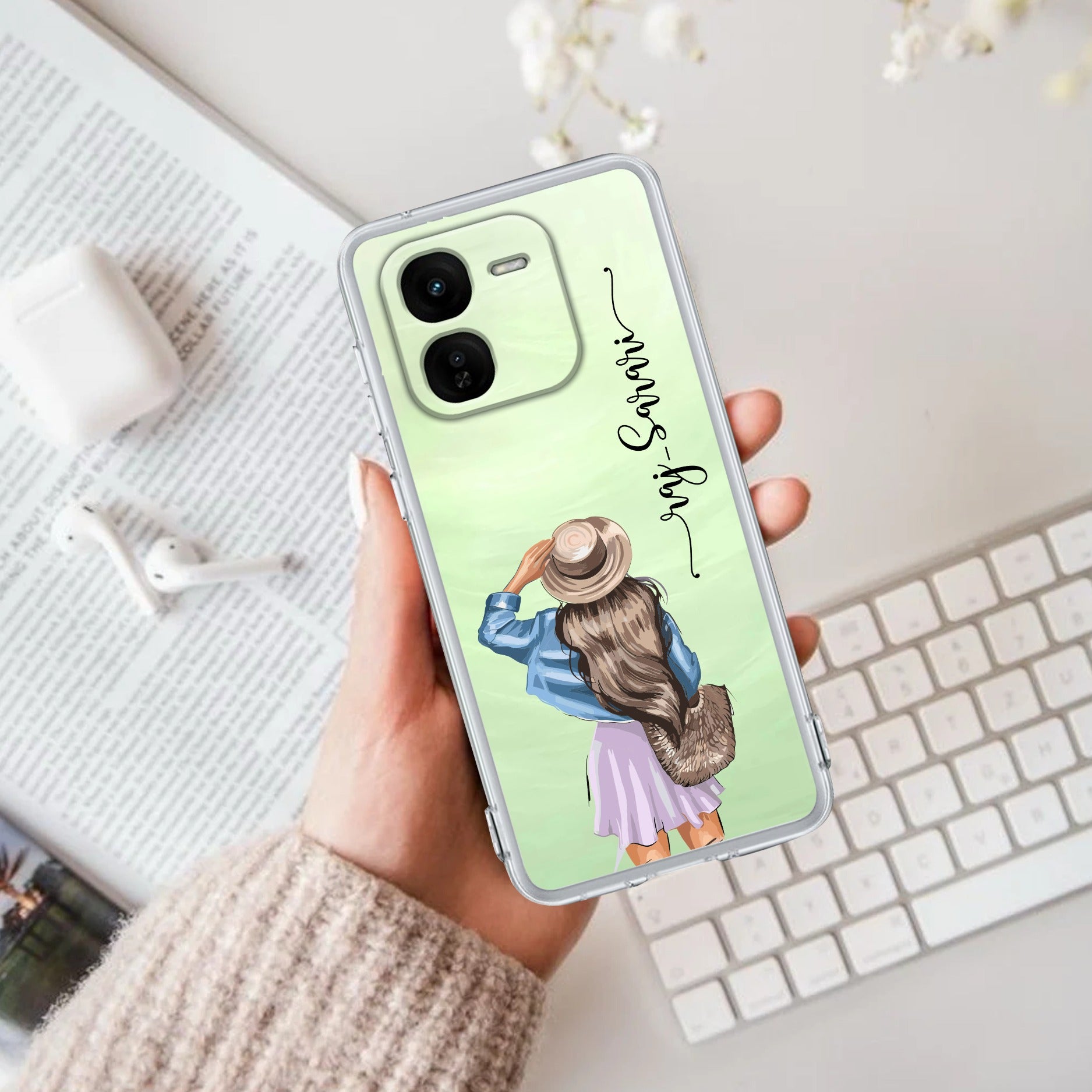 Girl With Hat Customize Transparent Silicon Case For iQOO