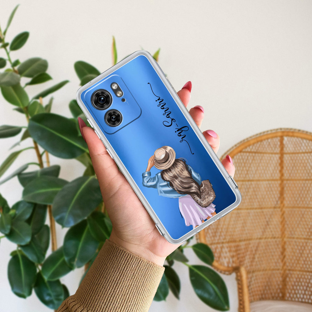 Girl With Hat Customize Anti Yellow Case For Motorola Edge 40 5G