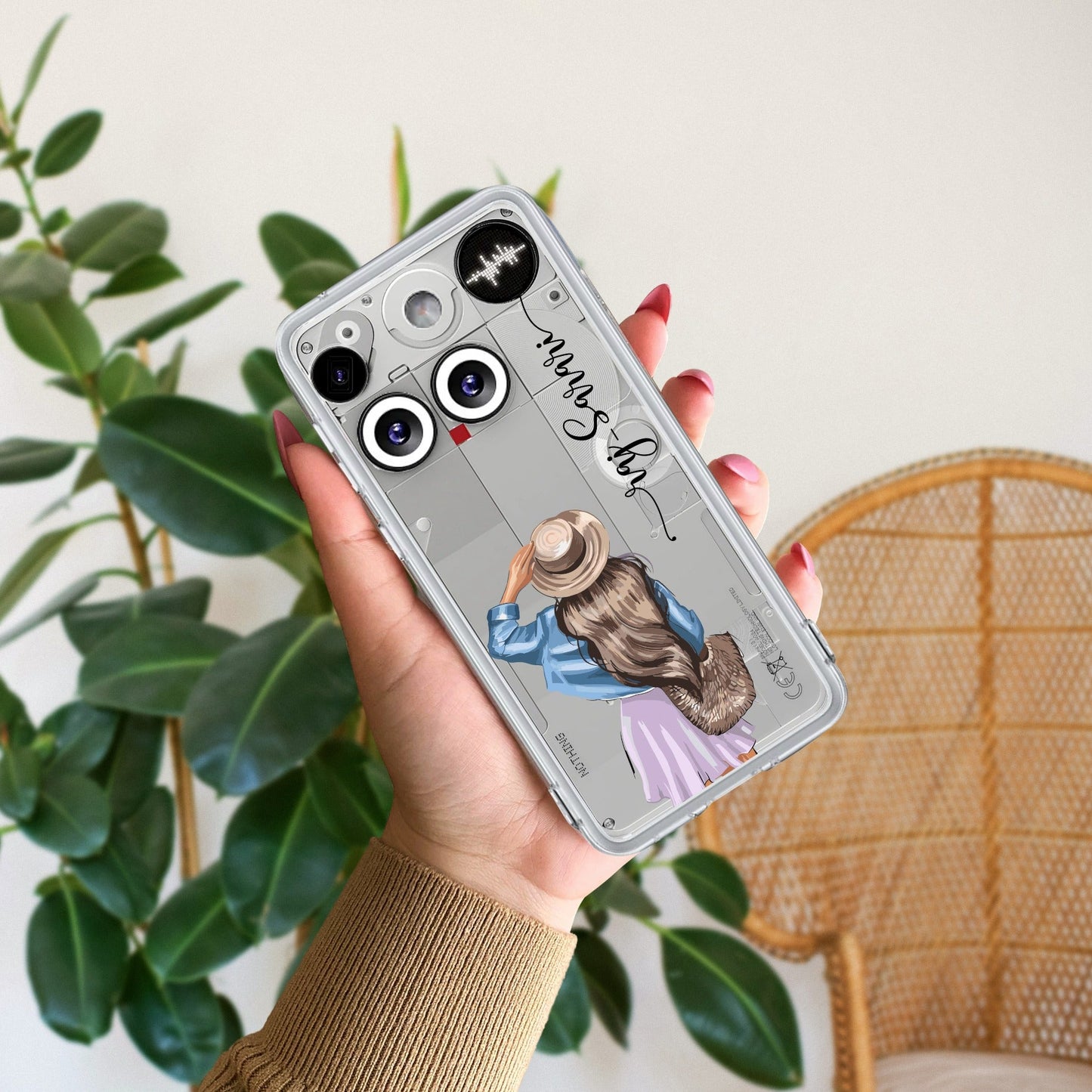 Girl With Hat Customize Transparent Silicon Case For Nothing