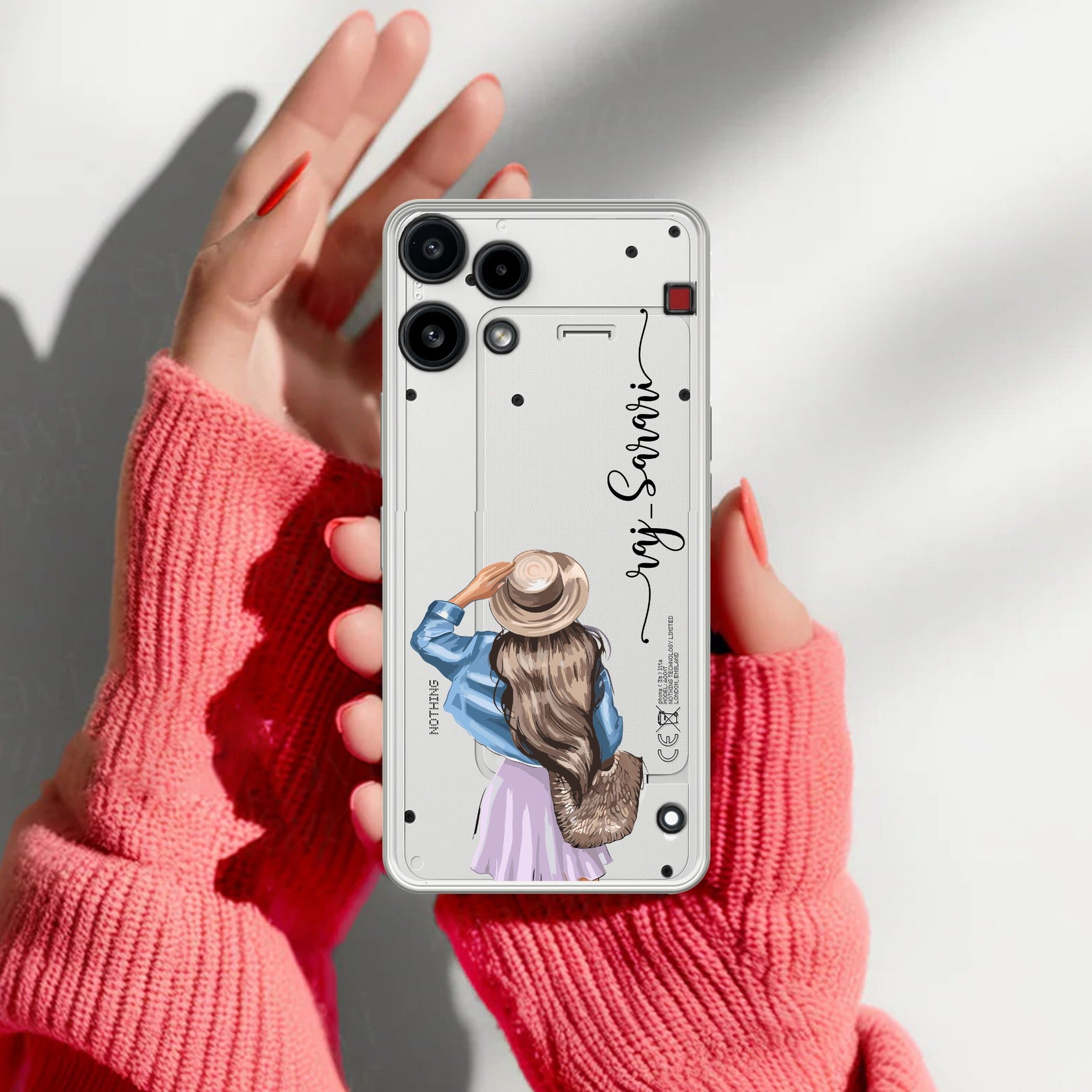 Girl With Hat Customize Transparent Silicon Case For Nothing