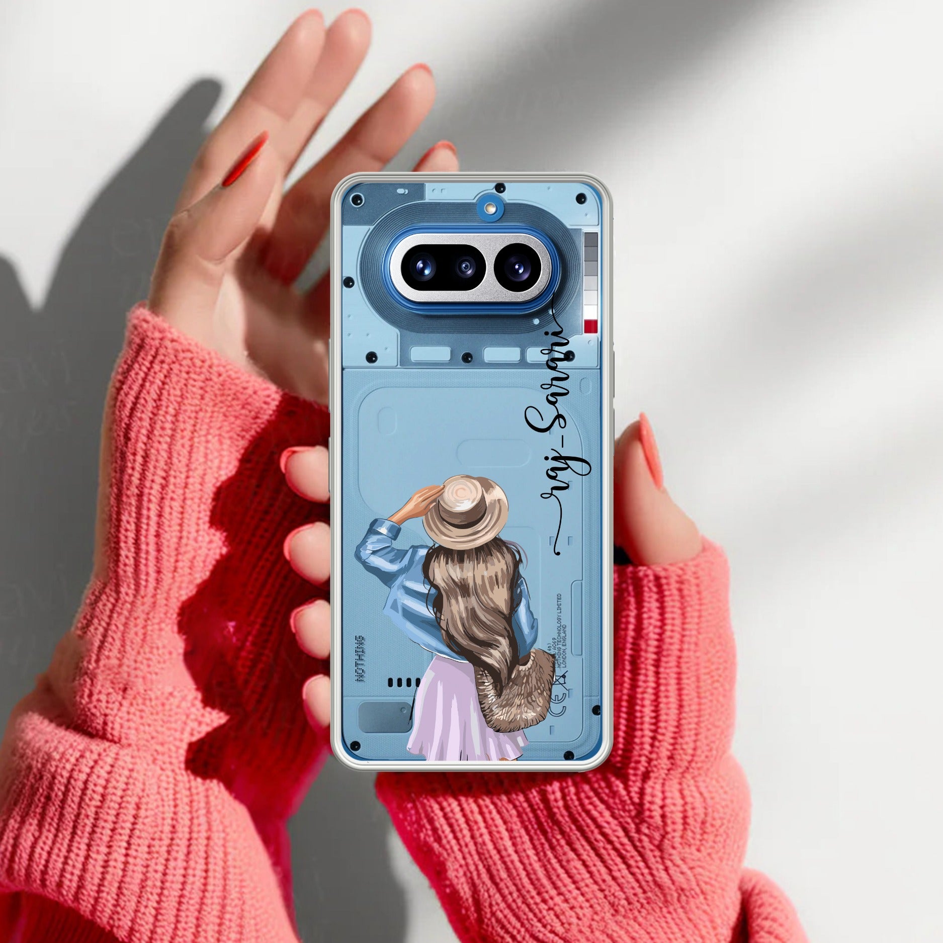 Girl With Hat Customize Transparent Silicon Case For Nothing