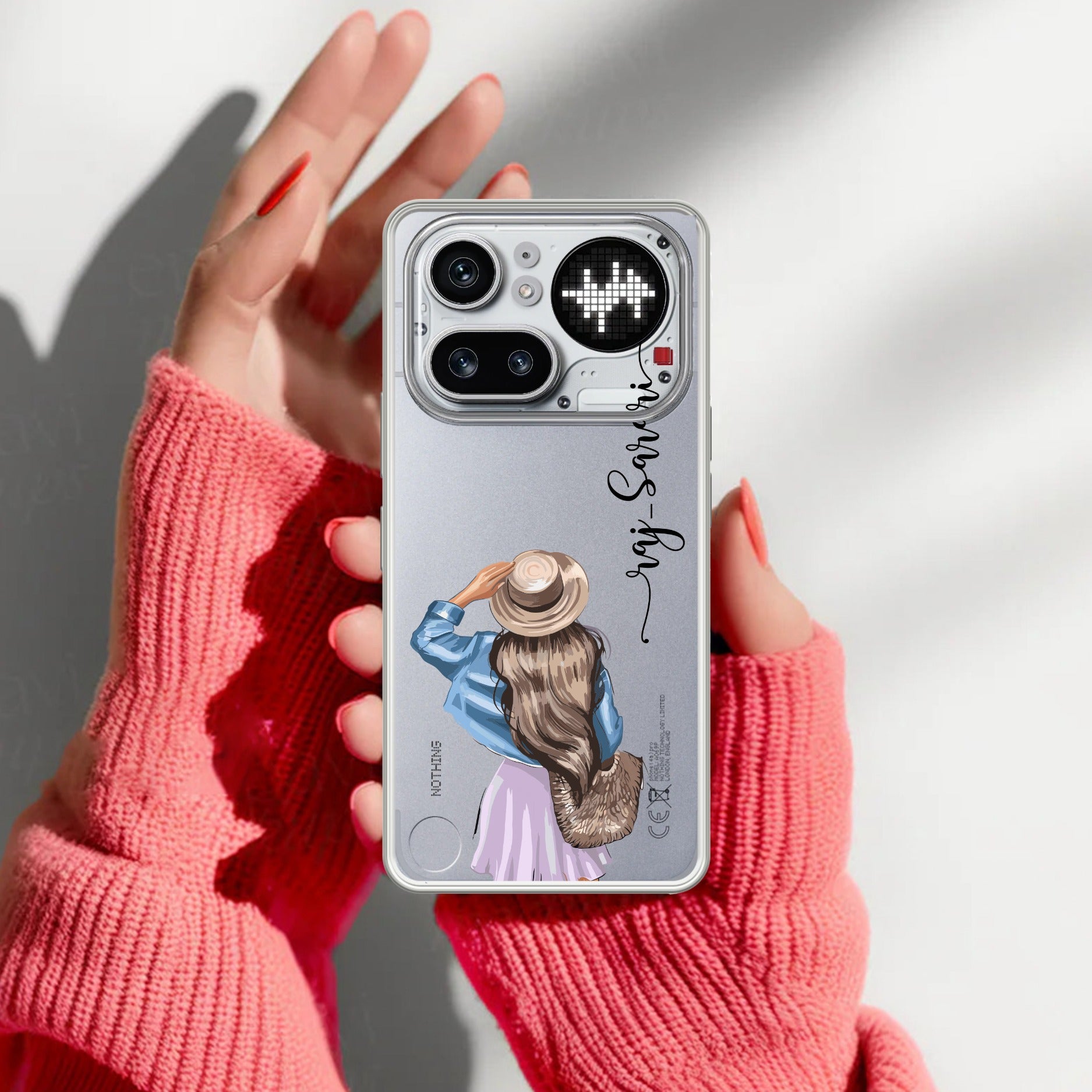 Girl With Hat Customize Transparent Silicon Case For Nothing