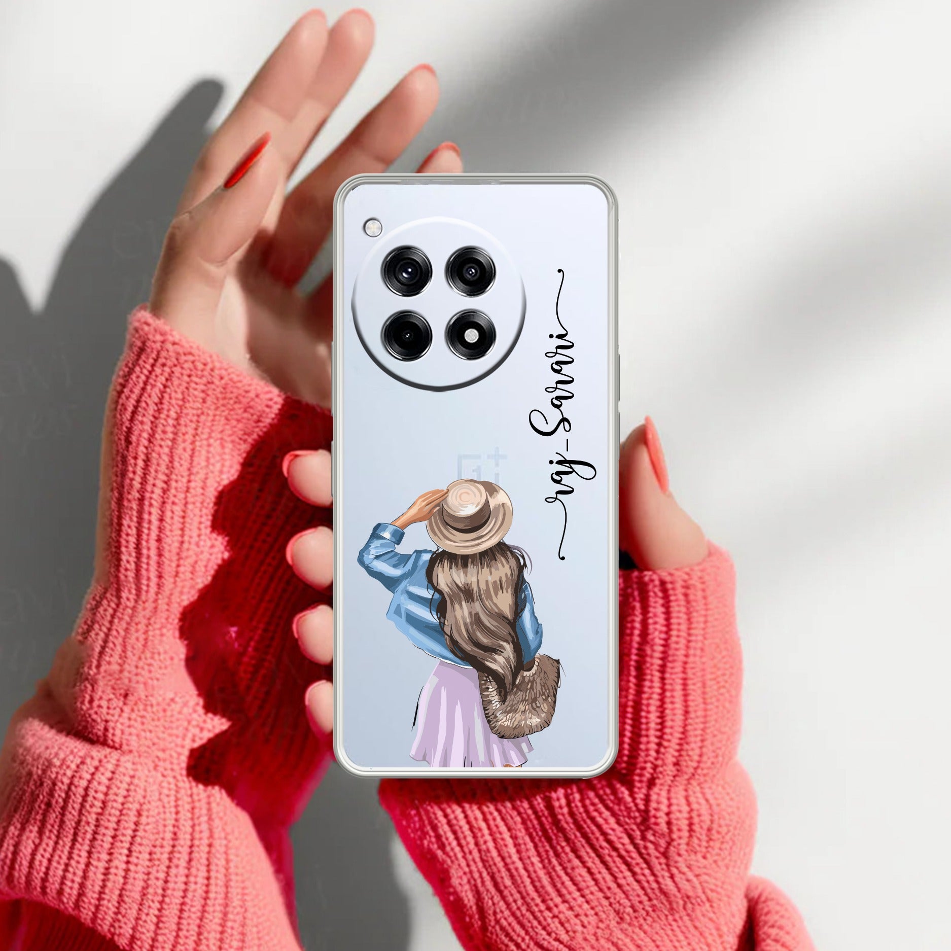 Girl With Hat Customize Transparent Silicon Case For OnePlus