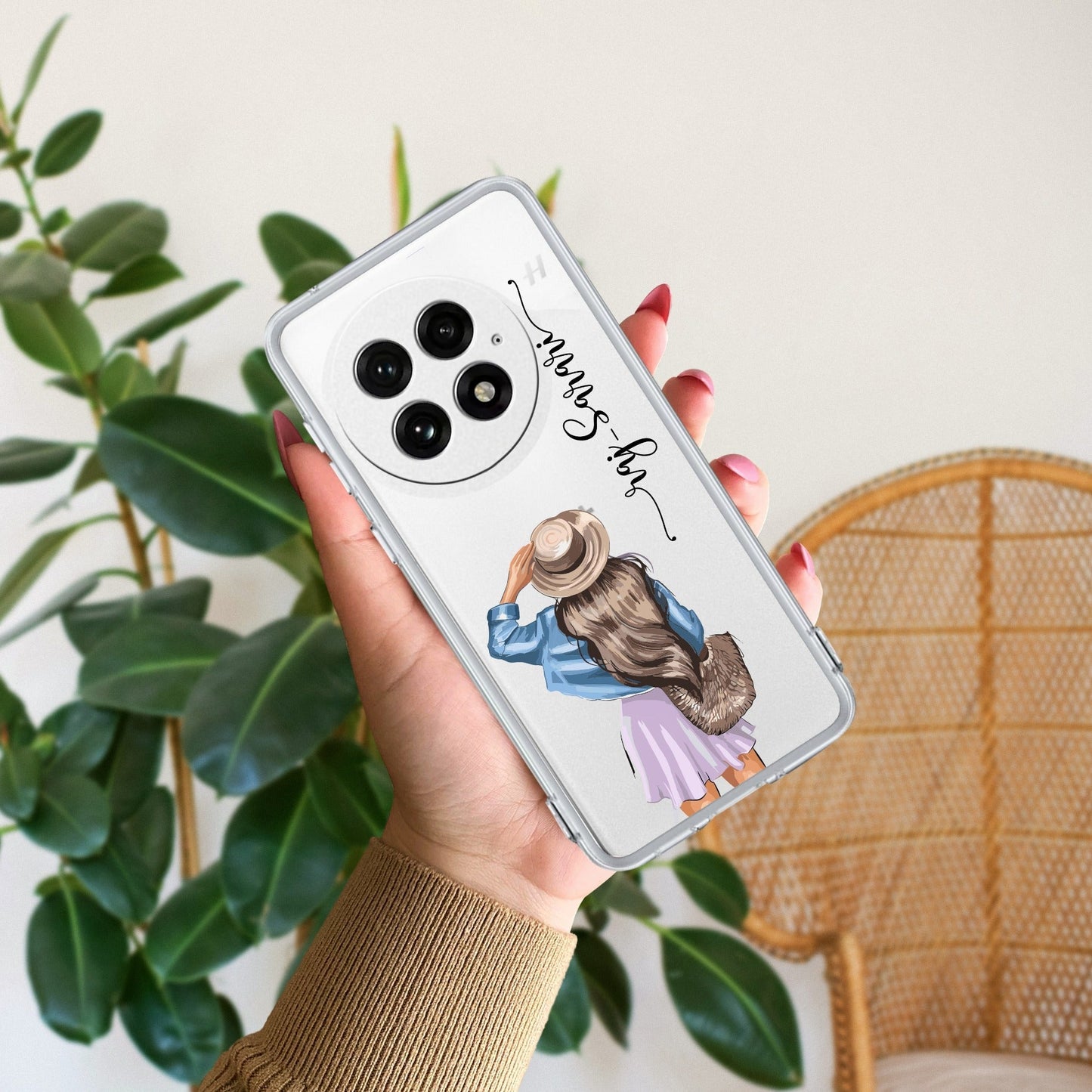 Girl With Hat Customize Transparent Silicon Case For OnePlus