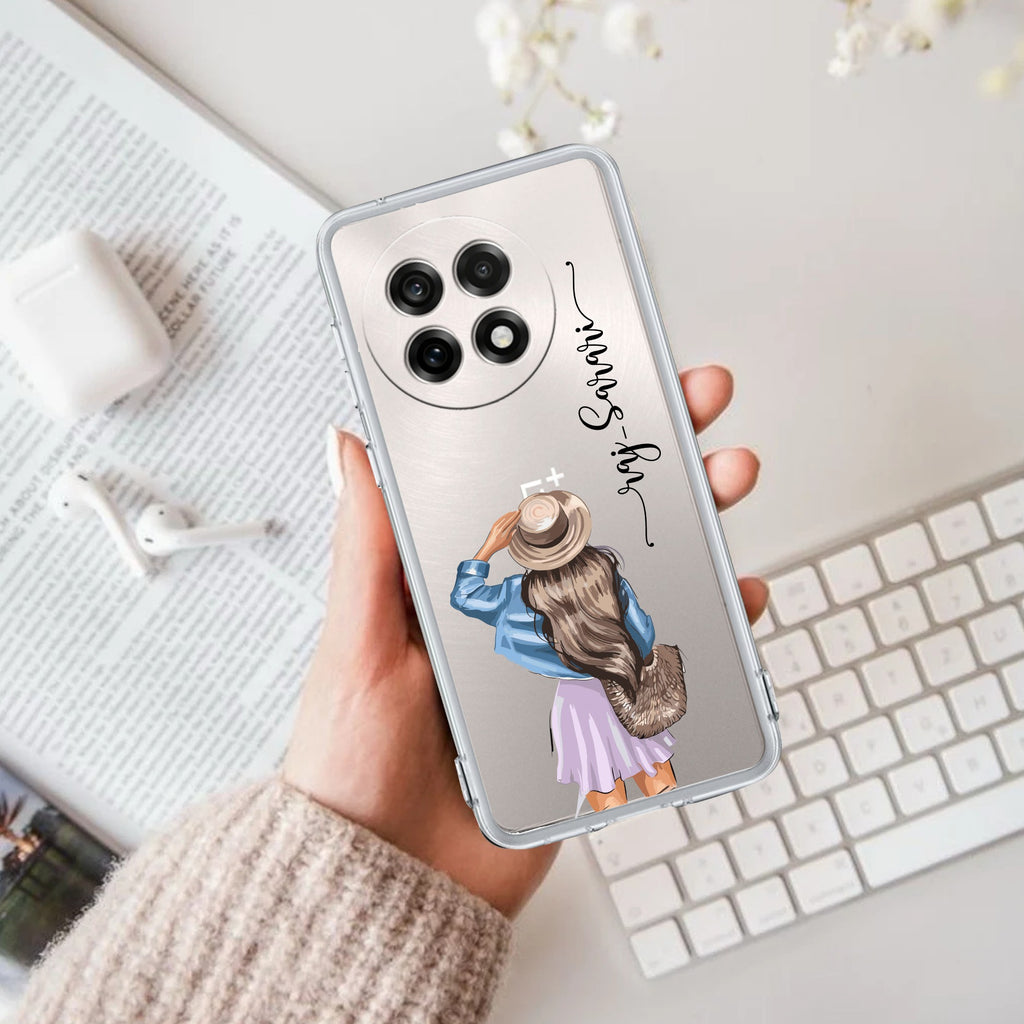 Girl With Hat Customize Anti Yellow Case For OnePlus 13R 5G