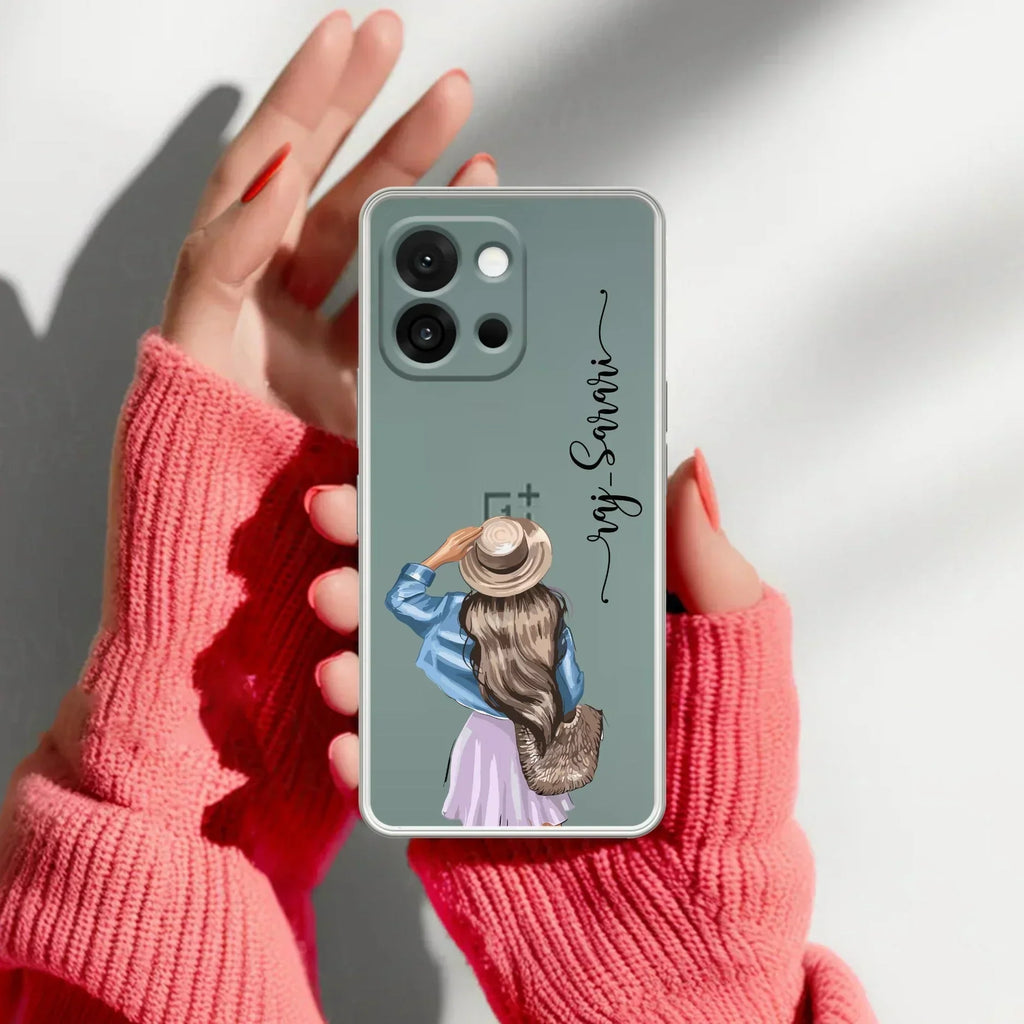 Girl With Hat Customize Transparent Silicon Case For OnePlus Nord 5 5G