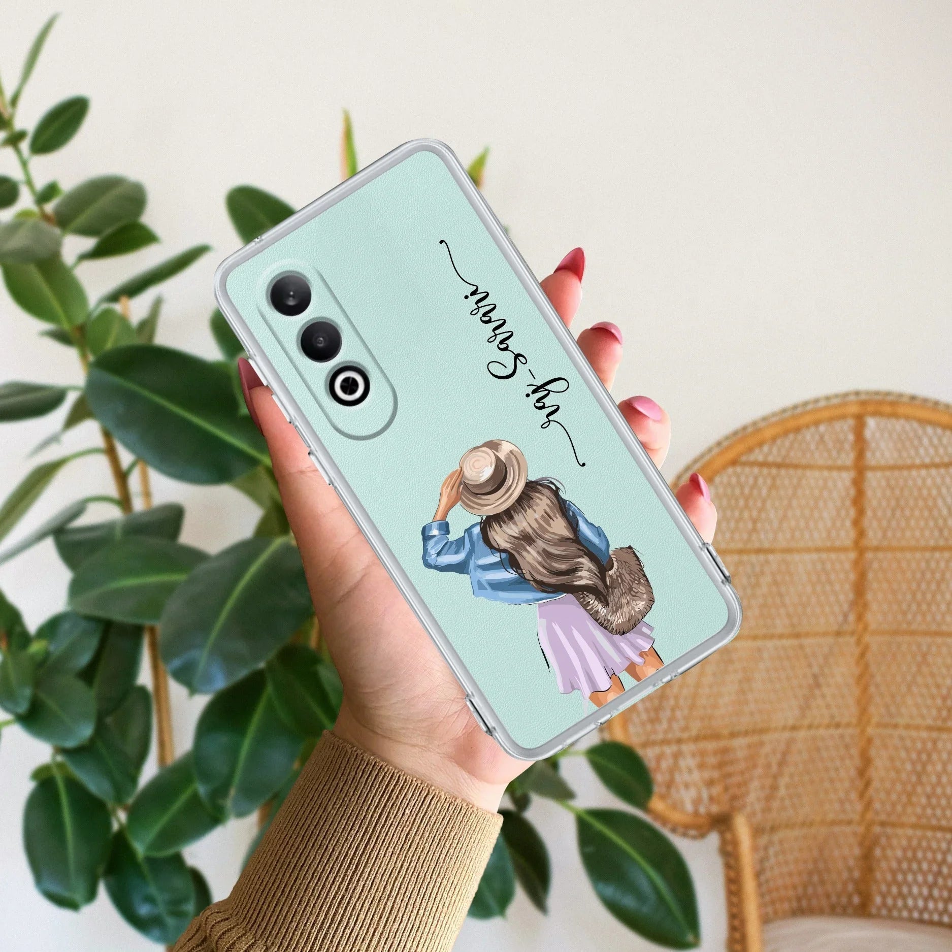 Girl With Hat Customize Anti Yellow Clear Phone Case For OnePlus