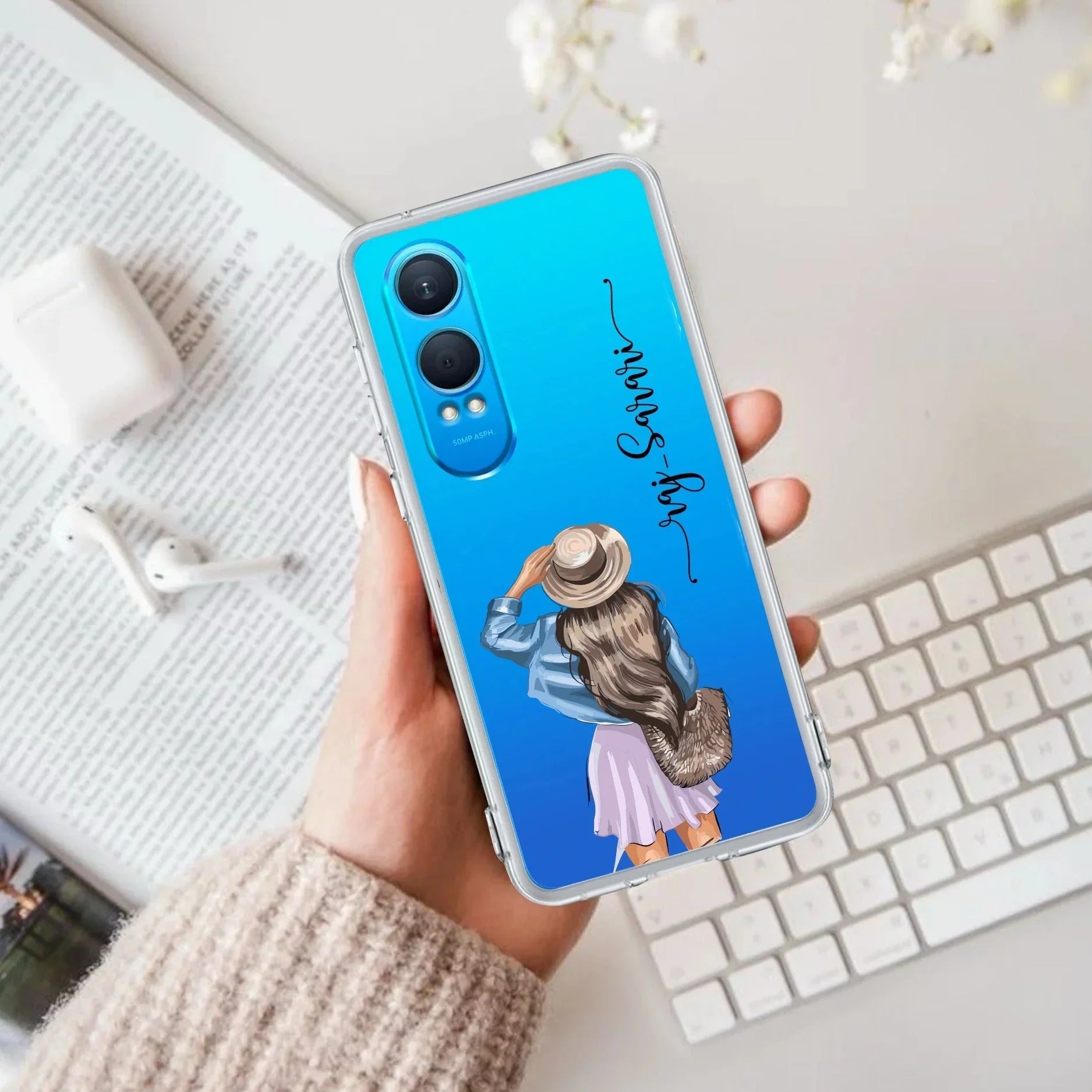 Girl With Hat Customize Anti Yellow Clear Phone Case For OnePlus