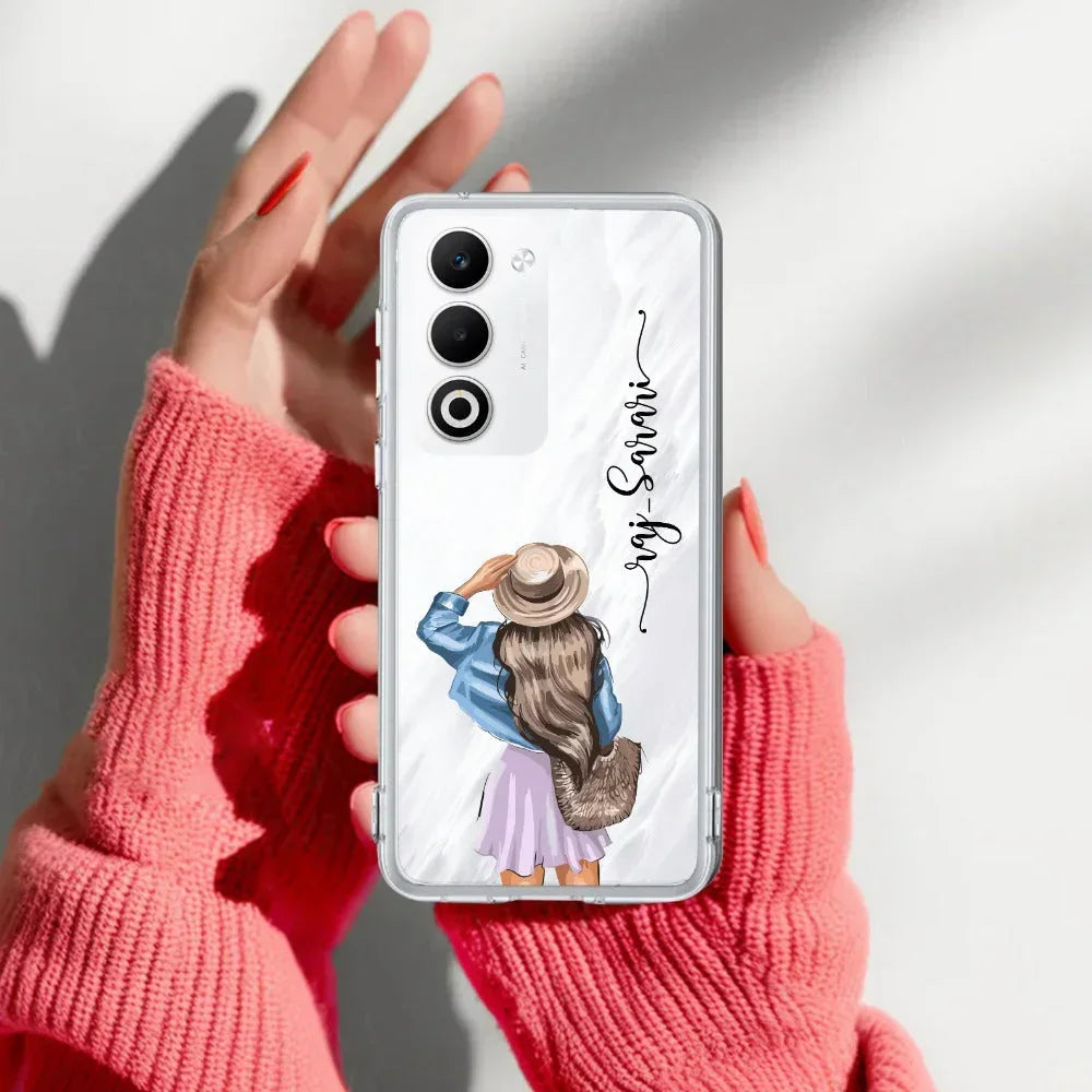 Girl With Hat Customize Transparent Silicon Case For Oppo Reno 13 Pro 5G