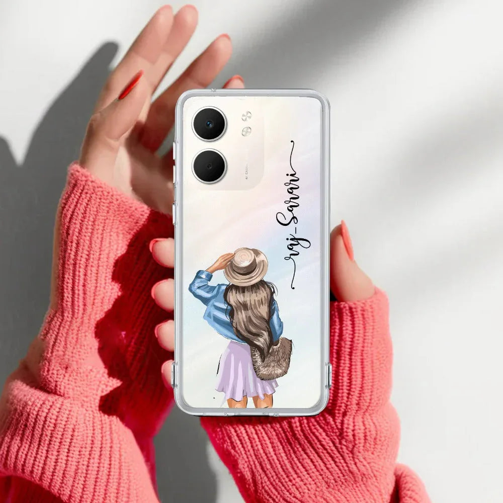 Girl With Hat Customize Anti Yellow Clear Phone Case For Oppo