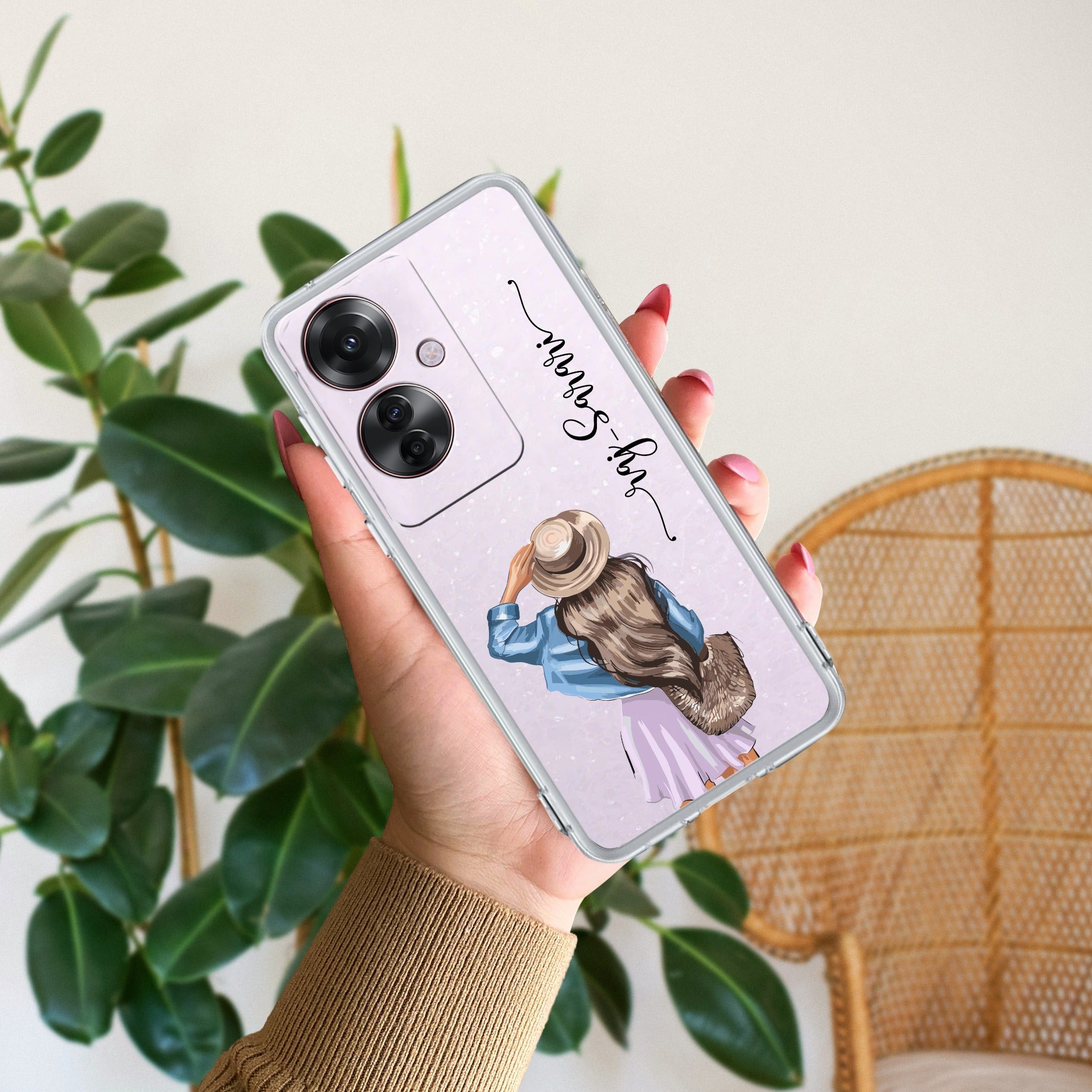 Girl With Hat Customize Transparent Silicon Case For Oppo F25 Pro 5G