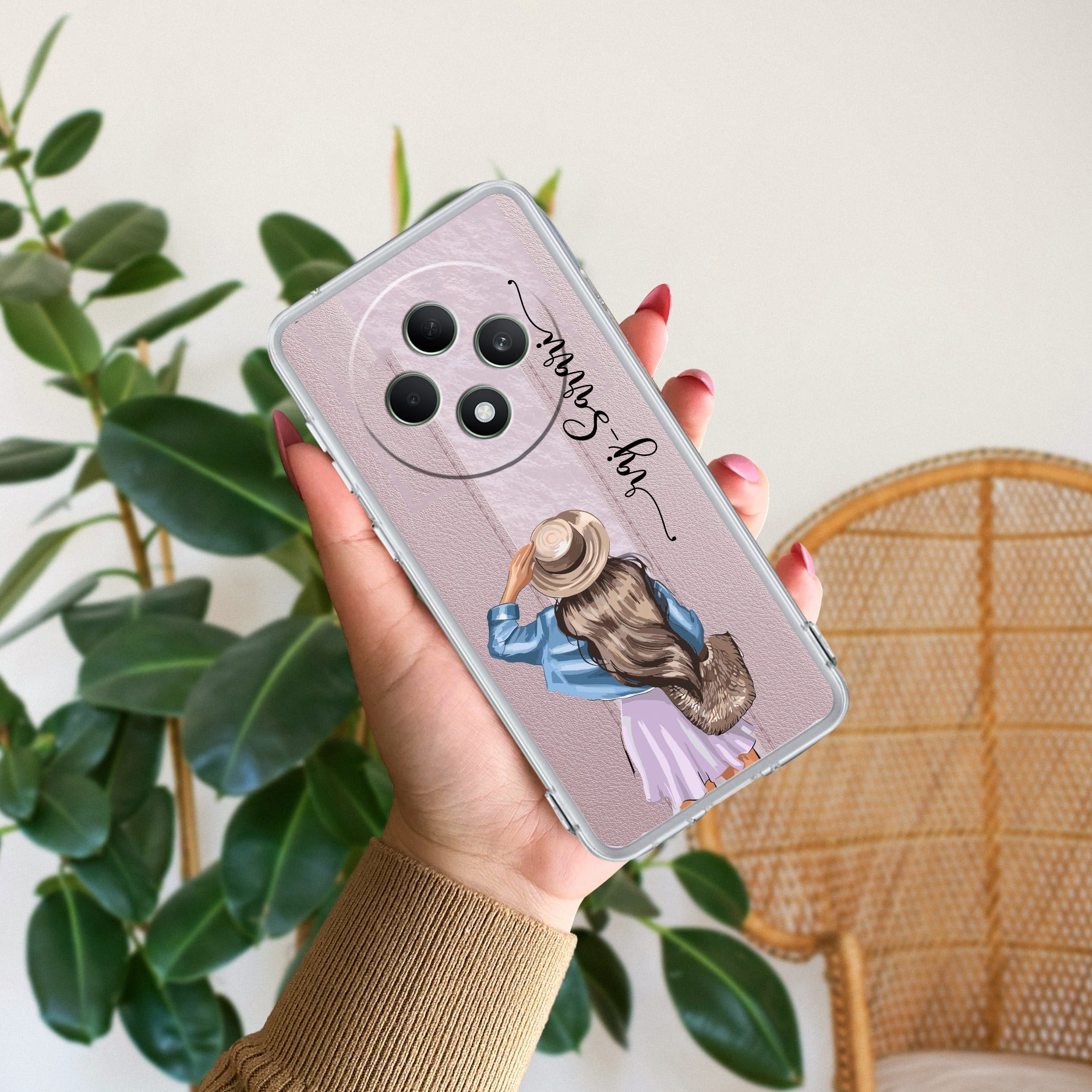 Girl With Hat Customize Transparent Silicon Case For Oppo F27 Pro Plus 5G