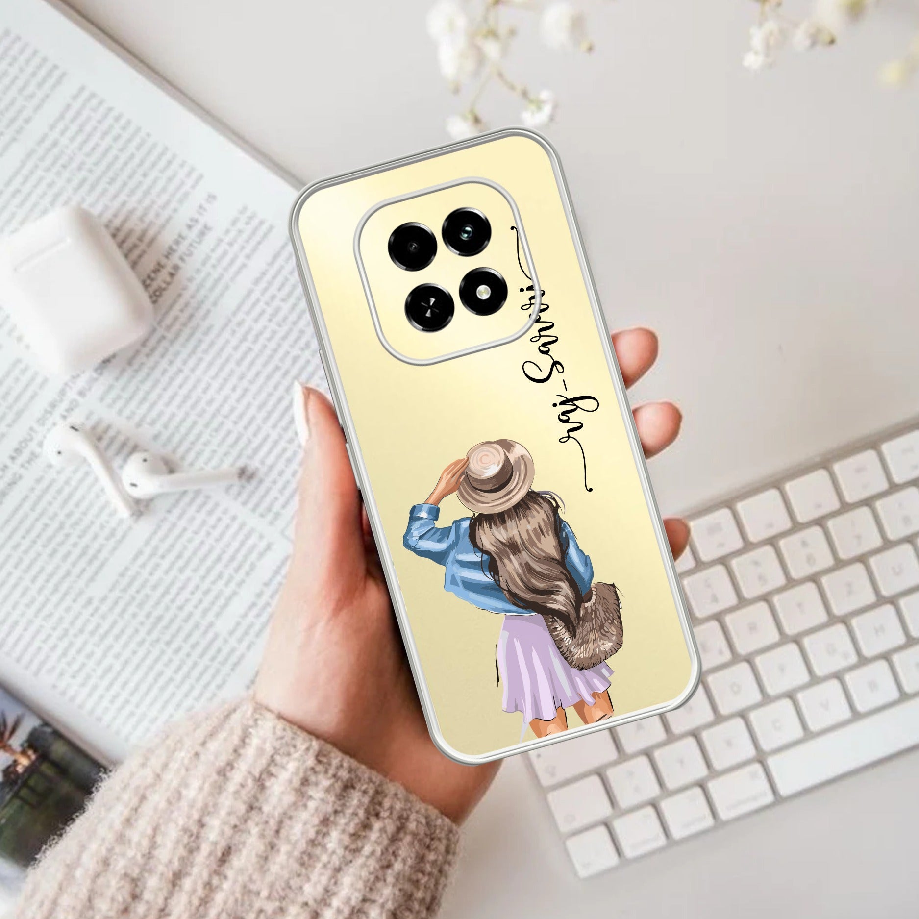 Girl With Hat Customize Anti Yellow Case For Oppo F29 5G