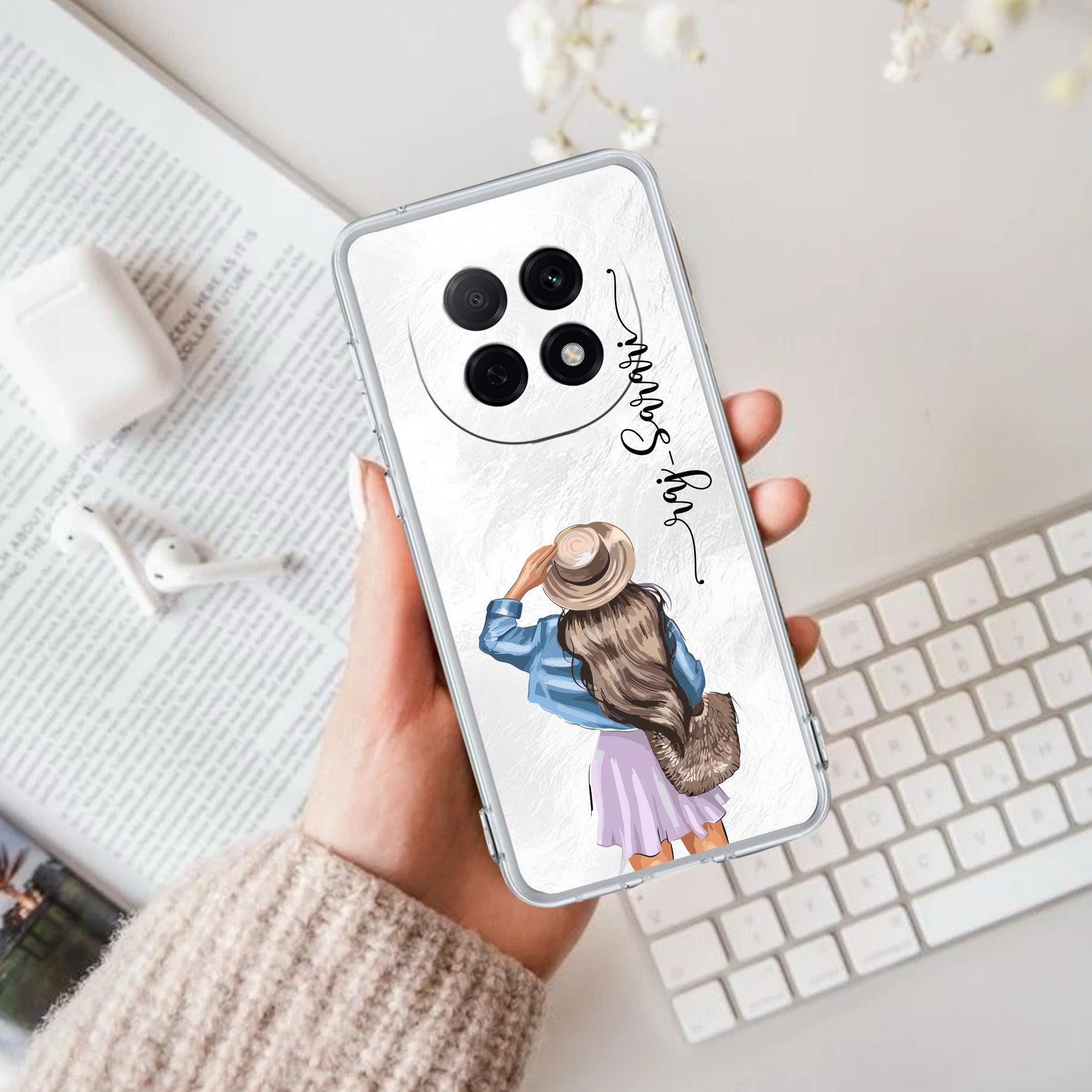 Girl With Hat Customize Transparent Silicon Case For Oppo F29 Pro 5G