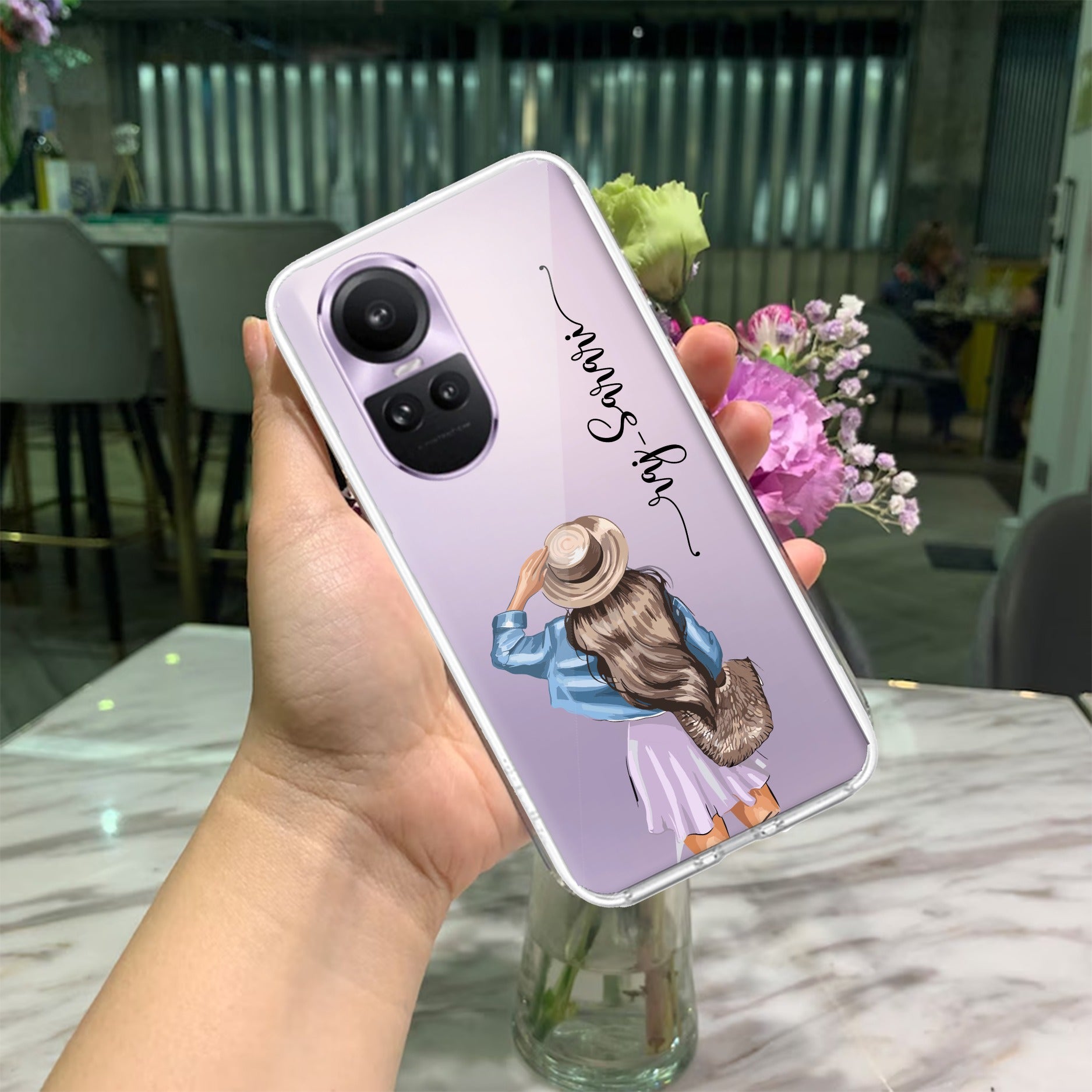 Girl With Hat Customize Anti Yellow Case For Oppo Reno 10 5G