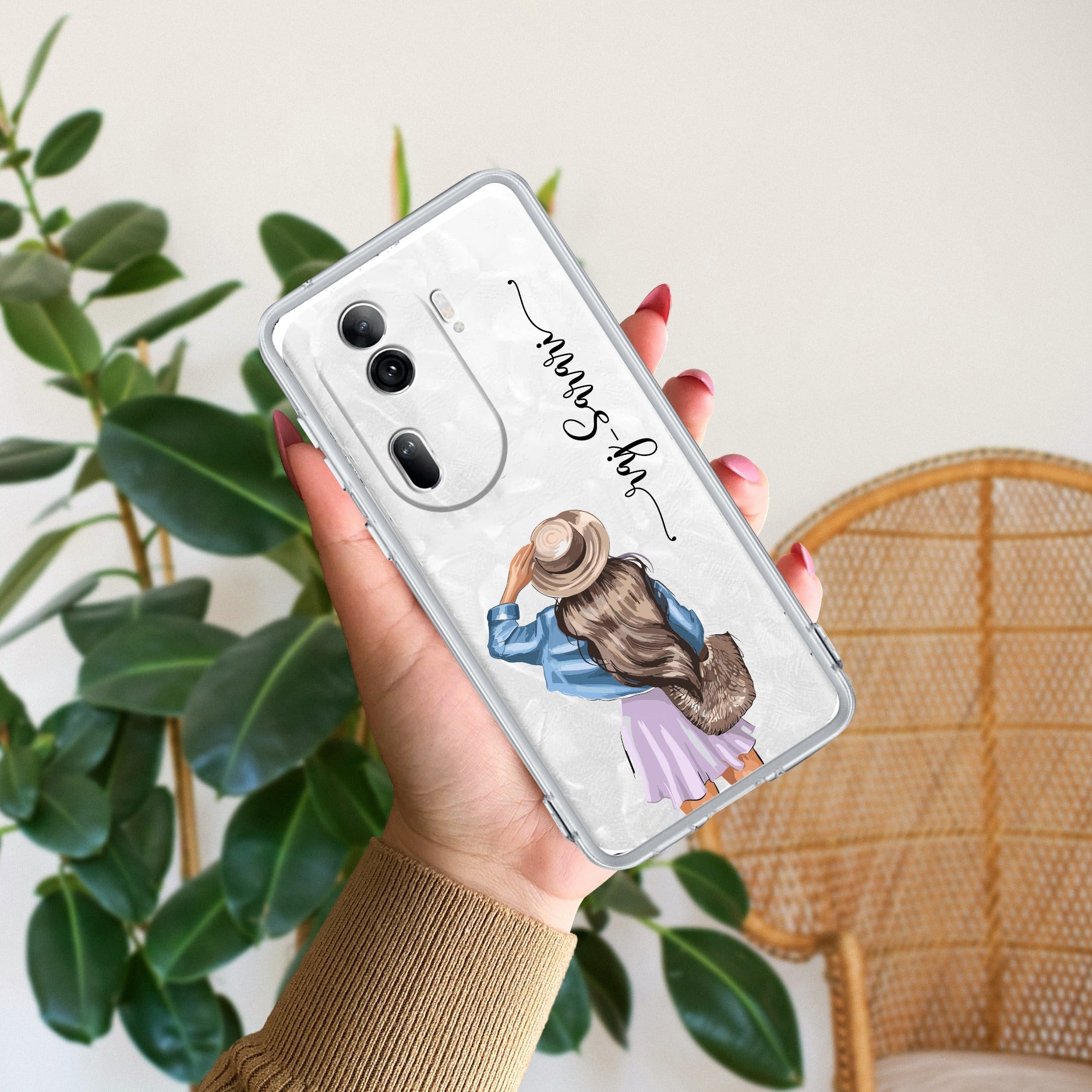 Girl With Hat Customize Anti Yellow Case For Oppo Reno 11 Pro 5G