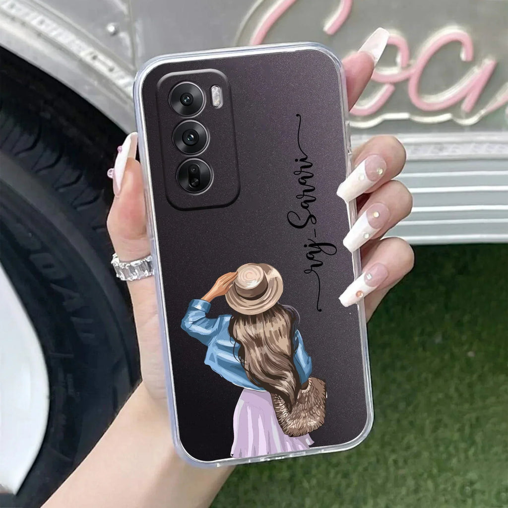 Girl With Hat Customize Transparent Silicon Case For Oppo Reno 12 Pro 5G