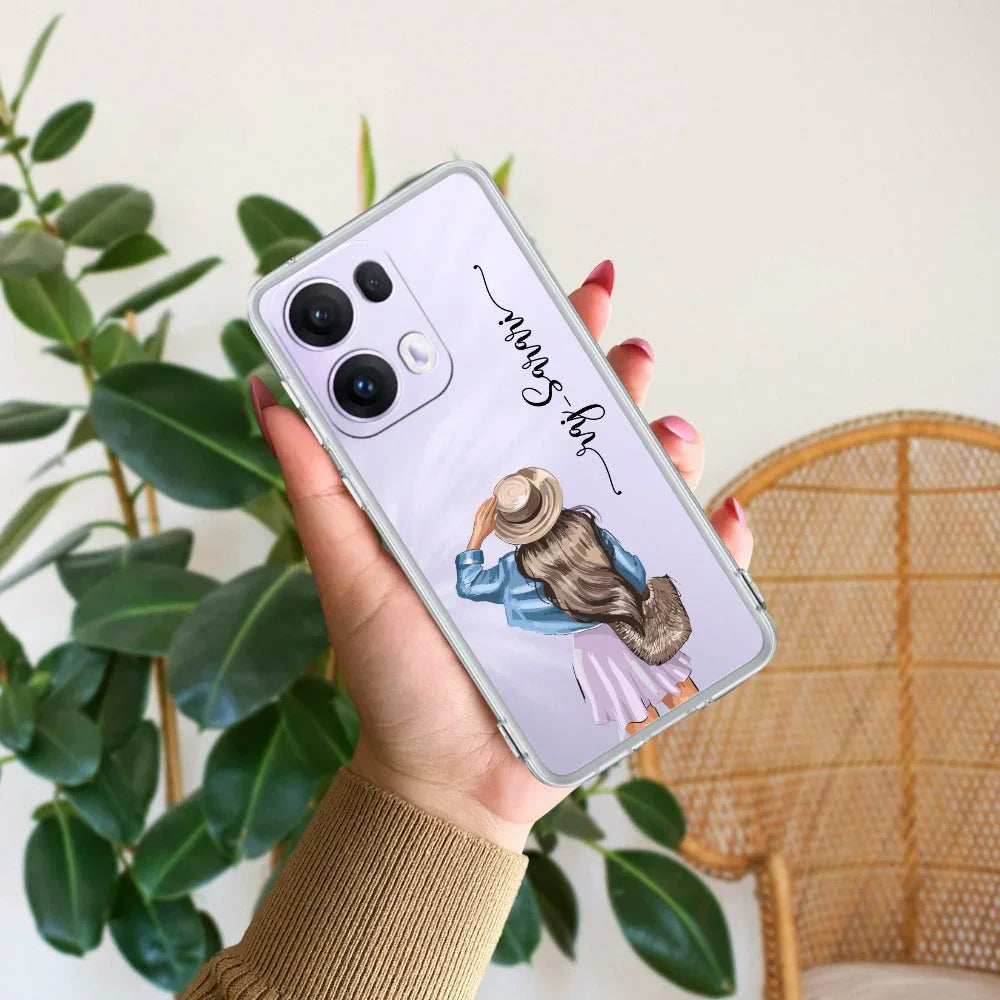 Girl With Hat Customize Transparent Silicon Case For Oppo Reno 13 Pro 5G