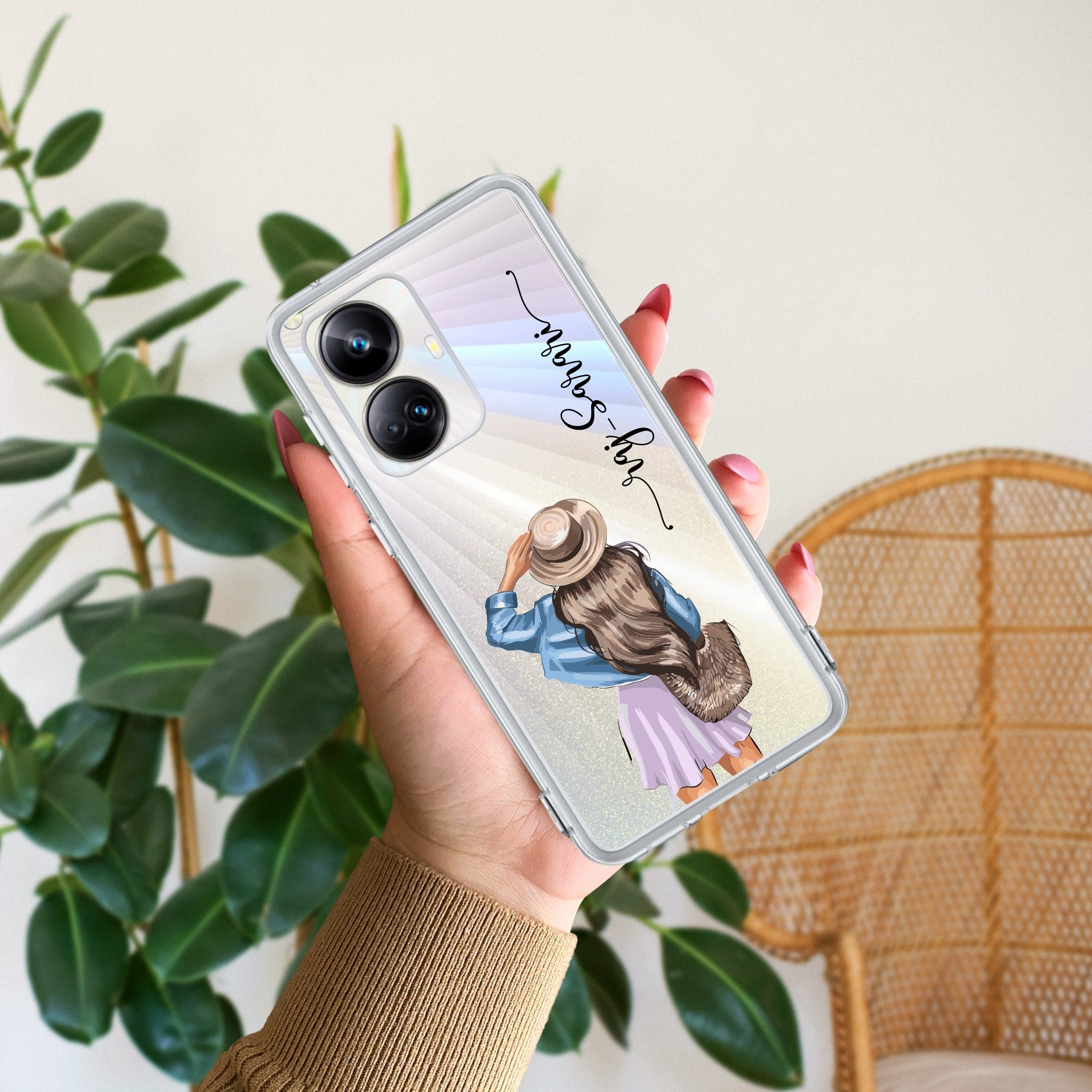 Girl With Hat Customize Anti Yelllow Case For Realme 10 Pro Plus 5G