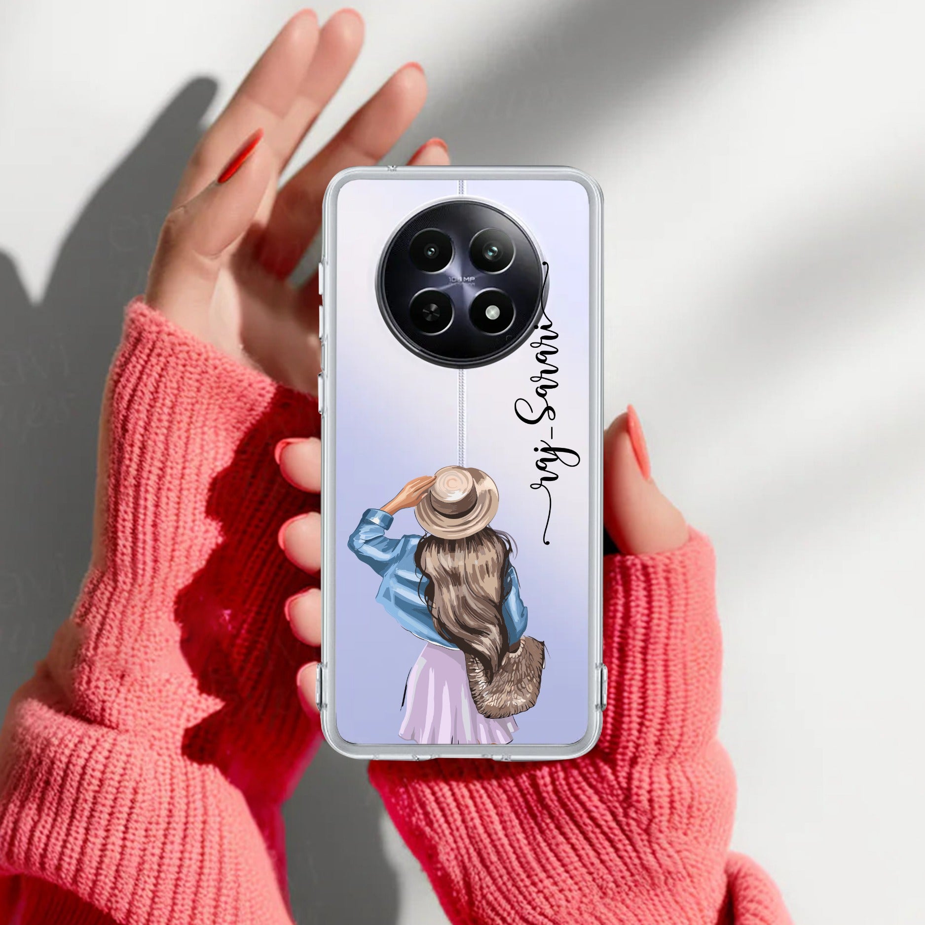 Girl With Hat Customize Anti Yelllow Case For Realme C65 5G