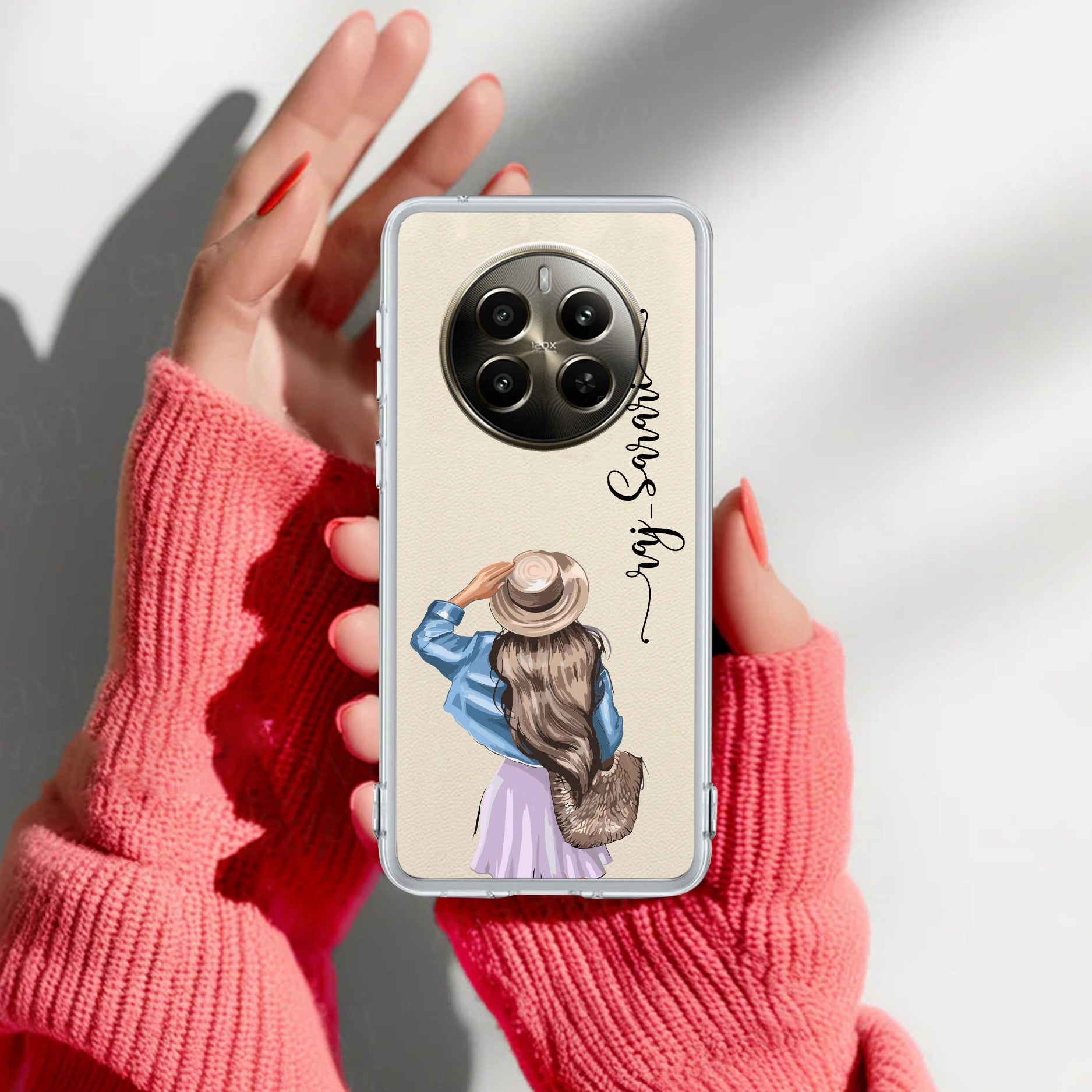Girl With Hat Customize Transparent Silicon Case For Realme Narzo 70 5G