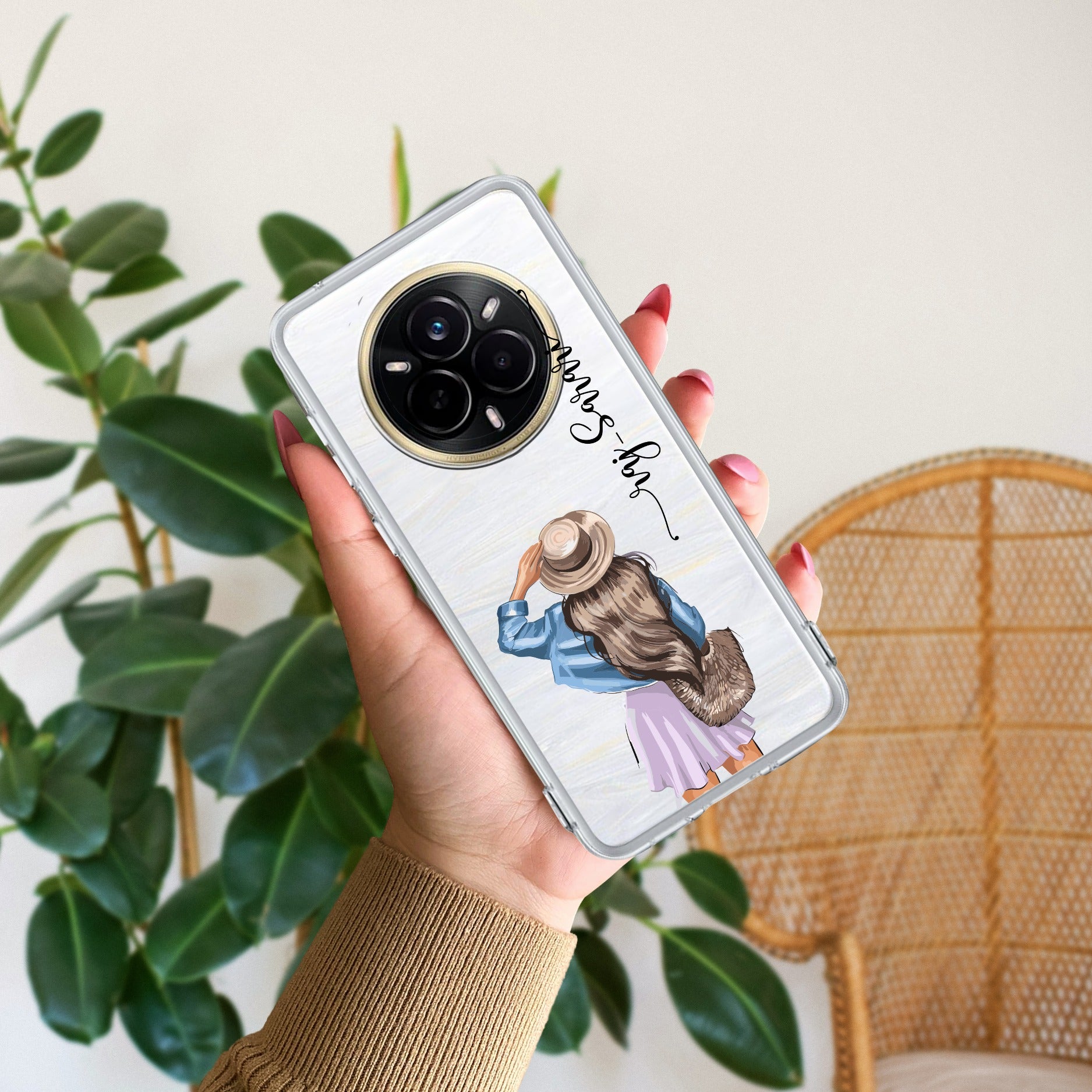 Girl With Hat Customize Transparent Silicon Case For Realme 14 Pro 5G