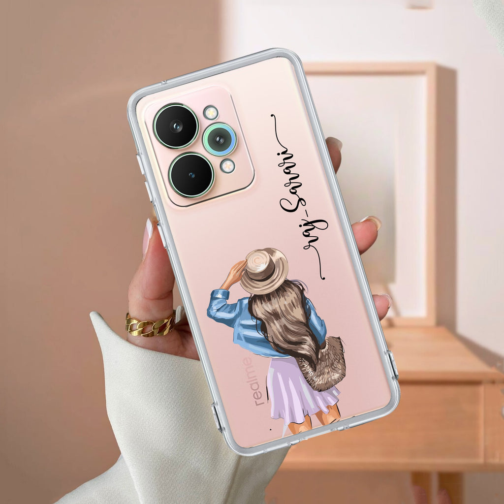 Girl With Hat Customize Transparent Silicon Case For Realme/Narzo