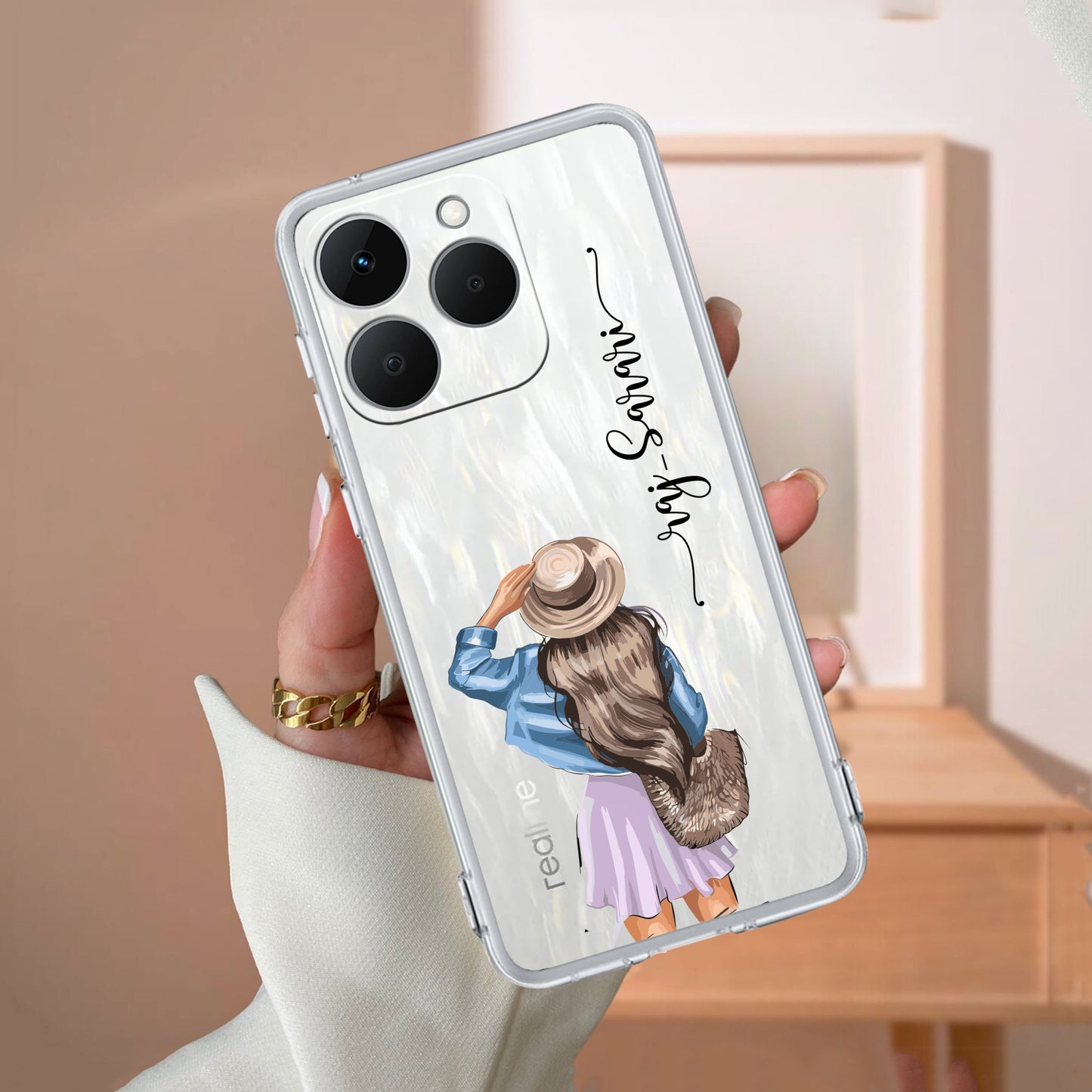 Girl With Hat Customize Transparent Silicon Case For Realme/Narzo