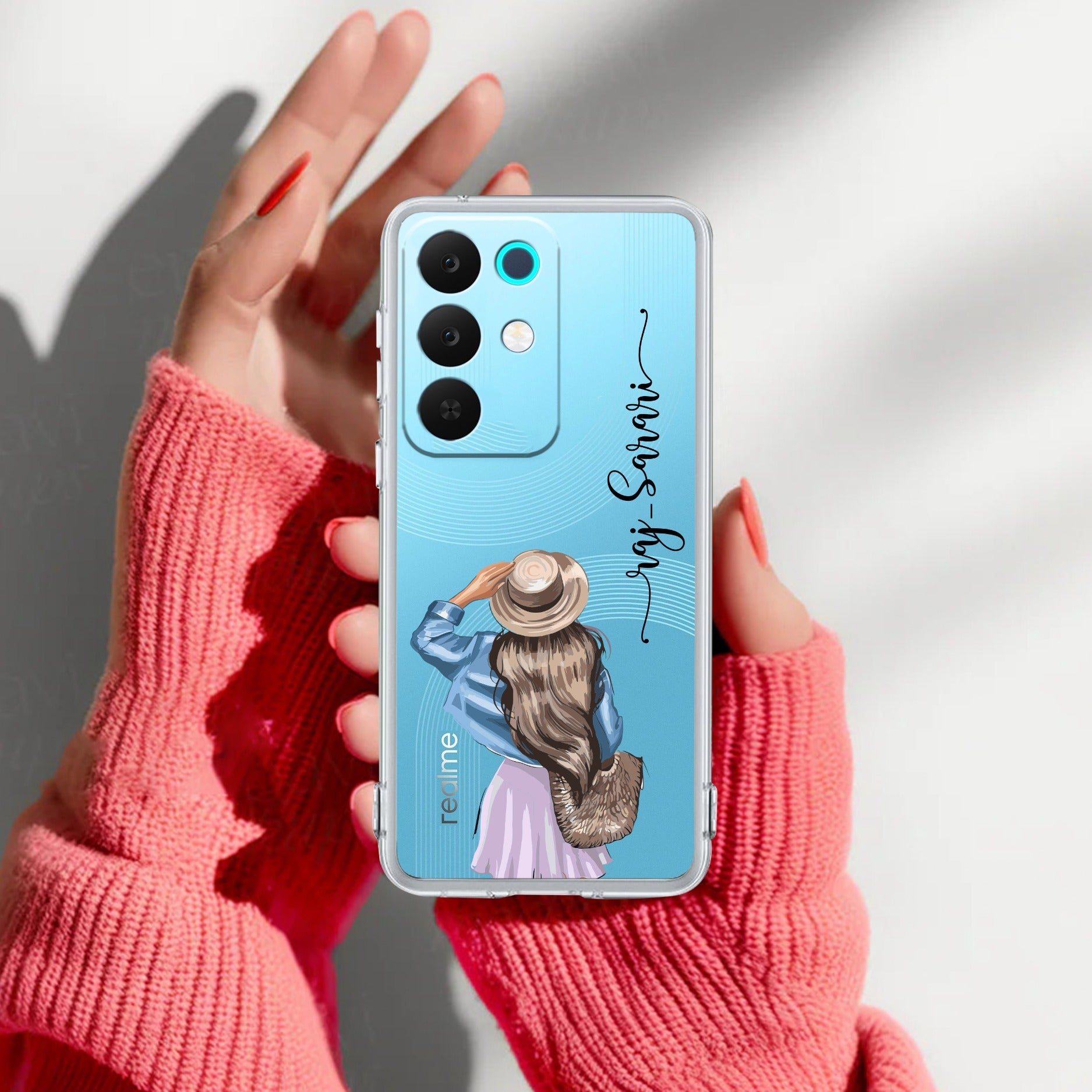Girl With Hat Customize Anti Yelllow Case For Realme 15X 5G